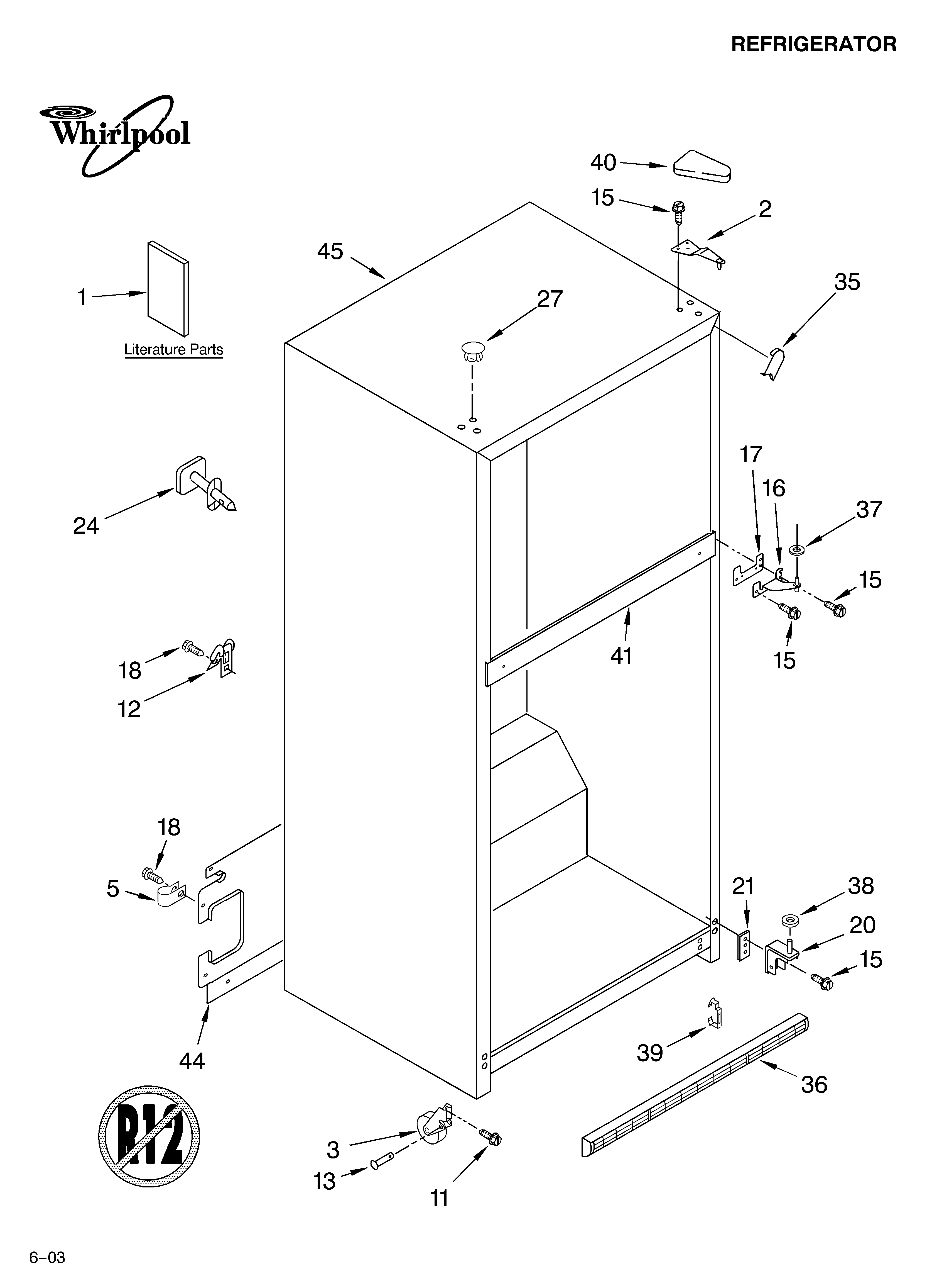 Whirlpool GR2SHTXKS03 cabinet parts diagram