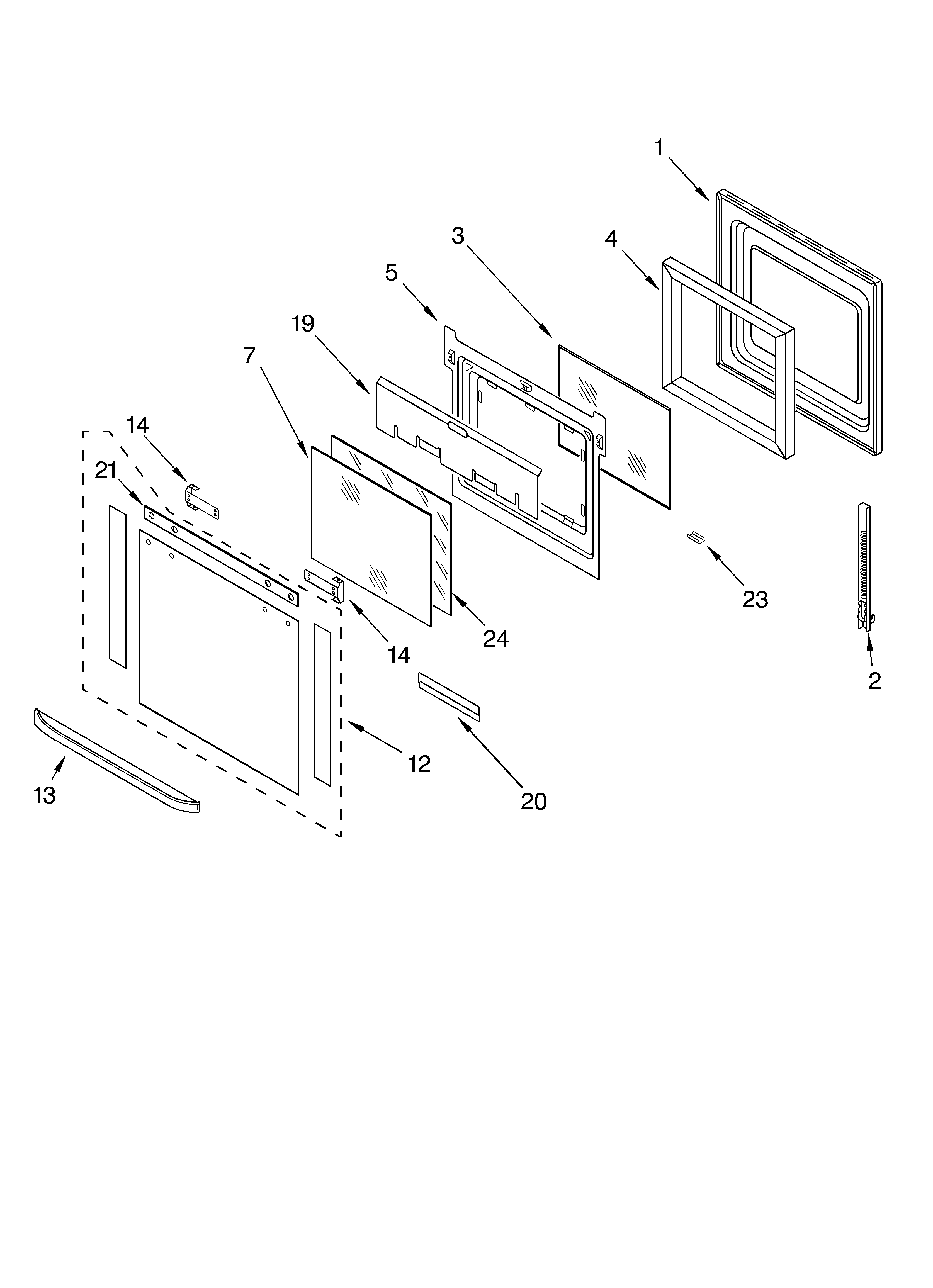 KitchenAid KEBC207KBL02 oven door parts diagram