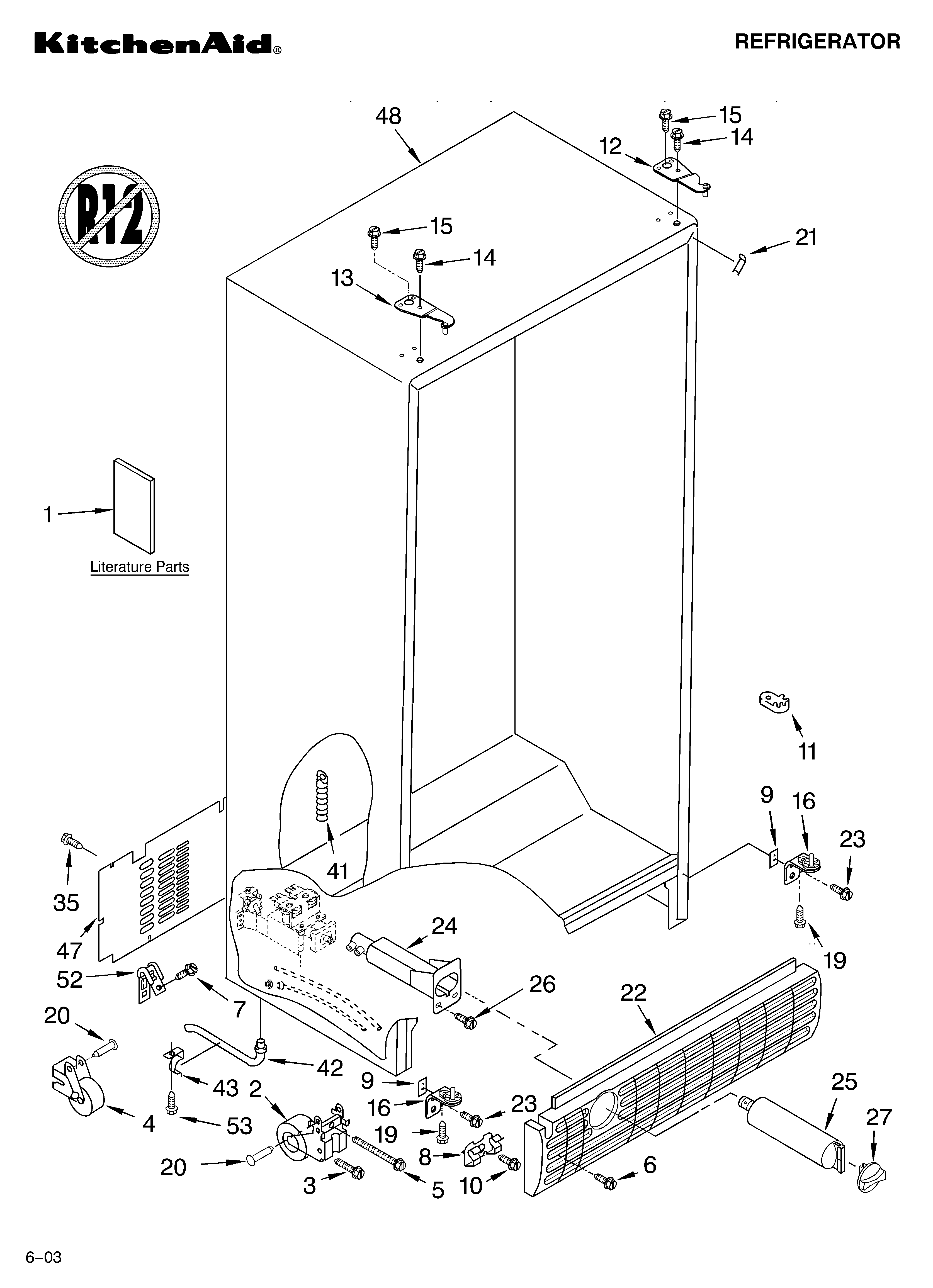 KitchenAid KSBS25FKSS02 cabinet parts diagram