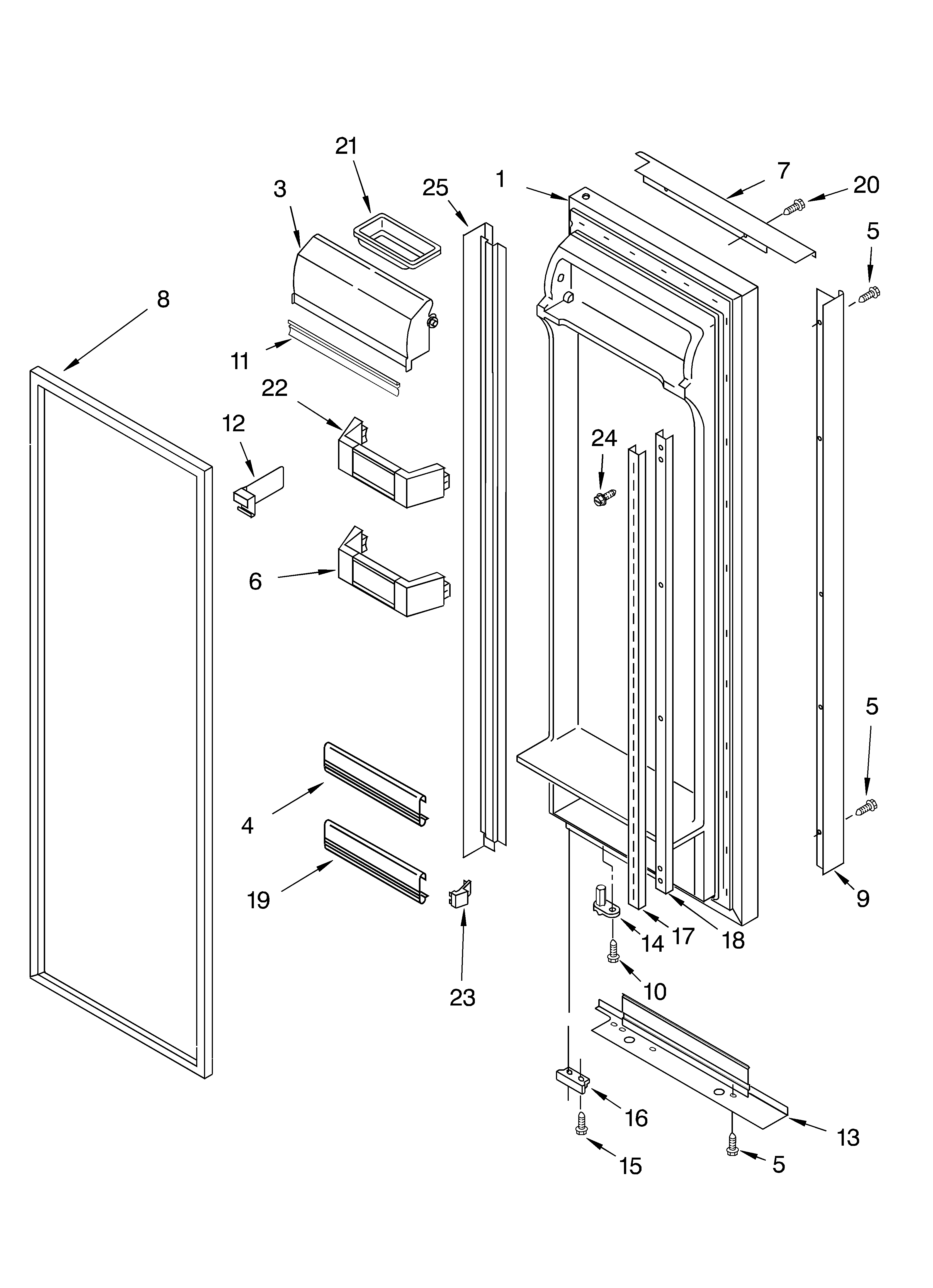 KitchenAid KSBS25FKSS02 refrigerator door parts diagram
