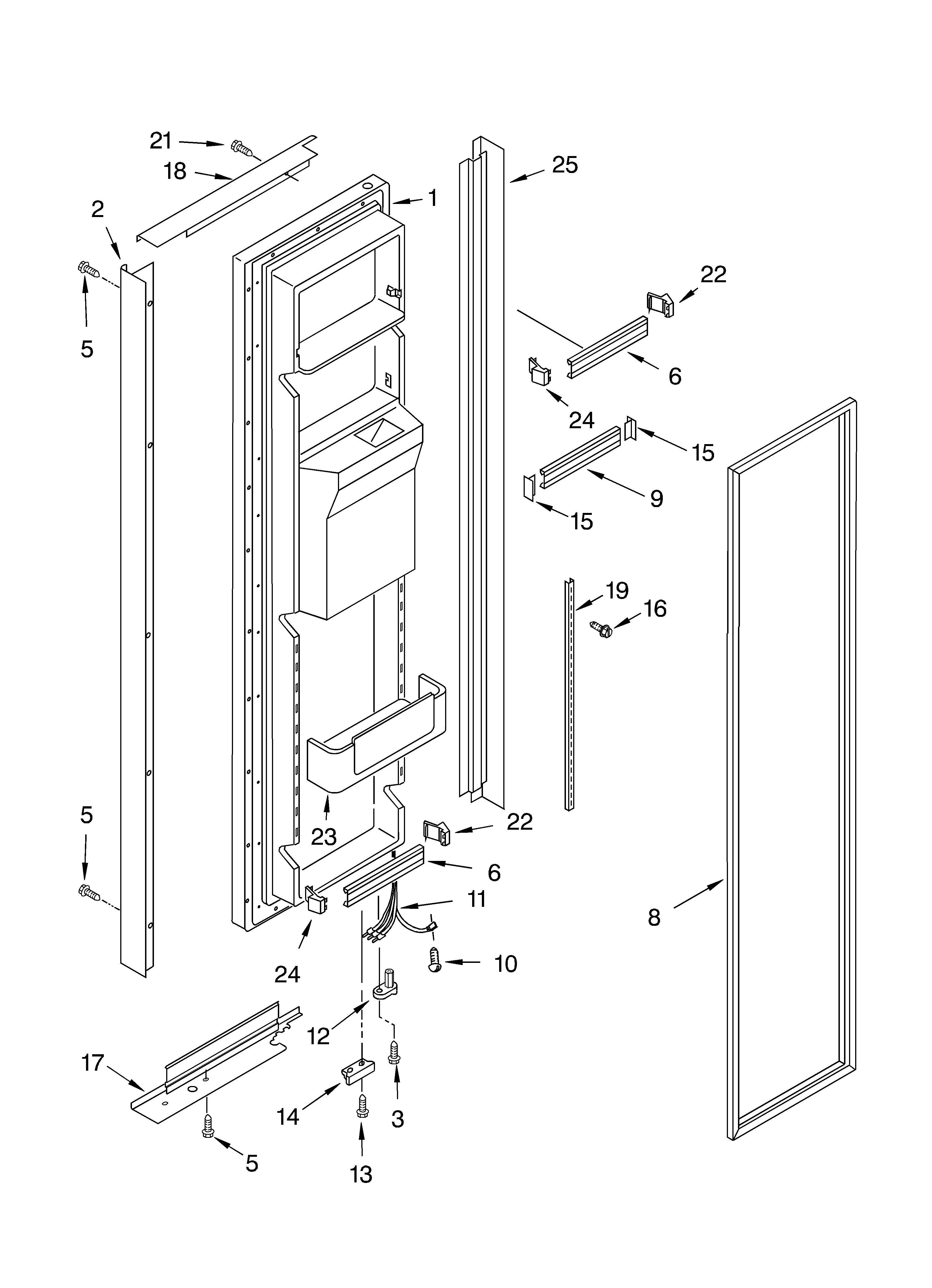 KitchenAid KSBS25FKSS02 freezer door parts diagram