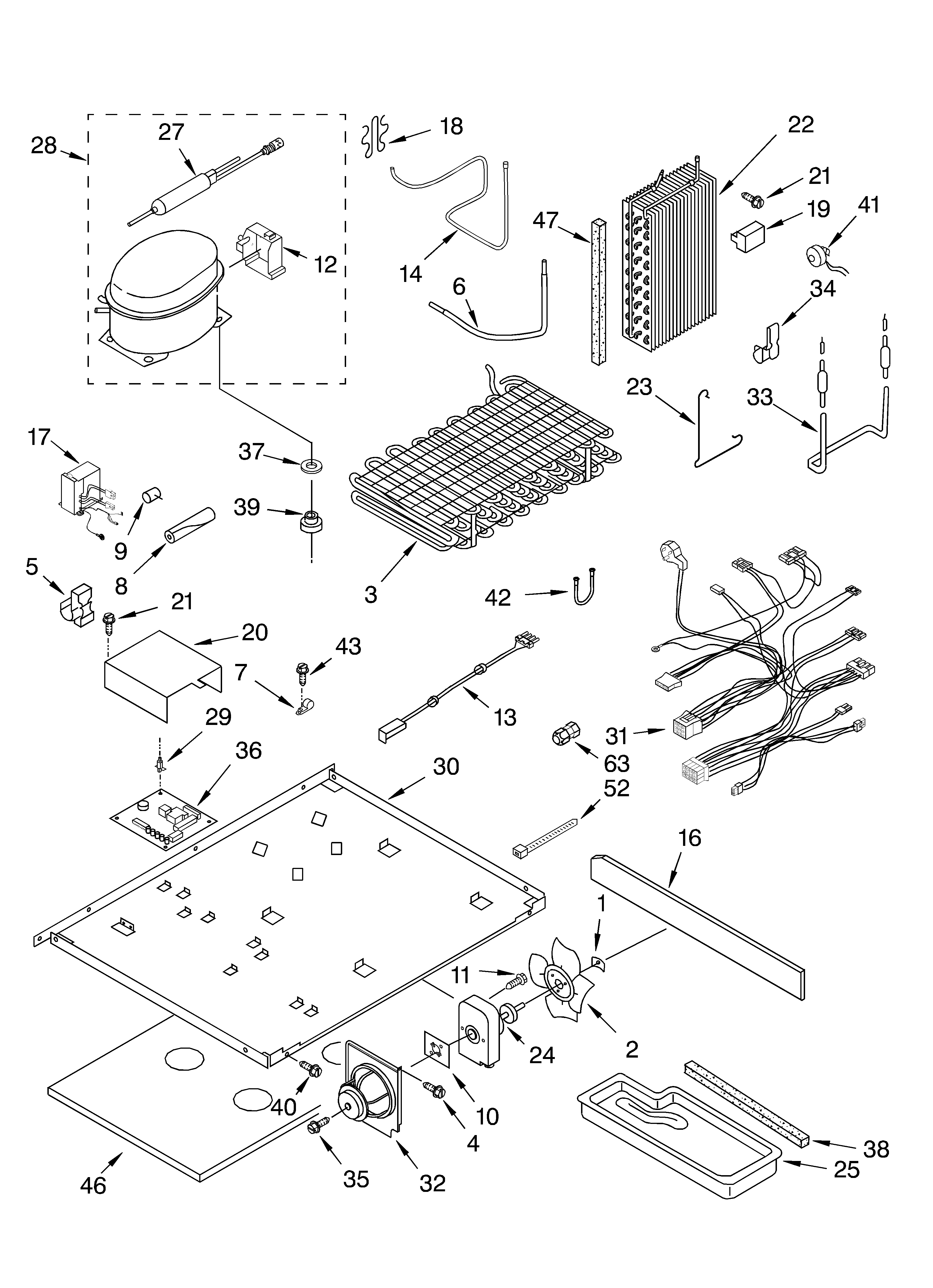 KitchenAid KSFS25FKBL02 unit parts diagram