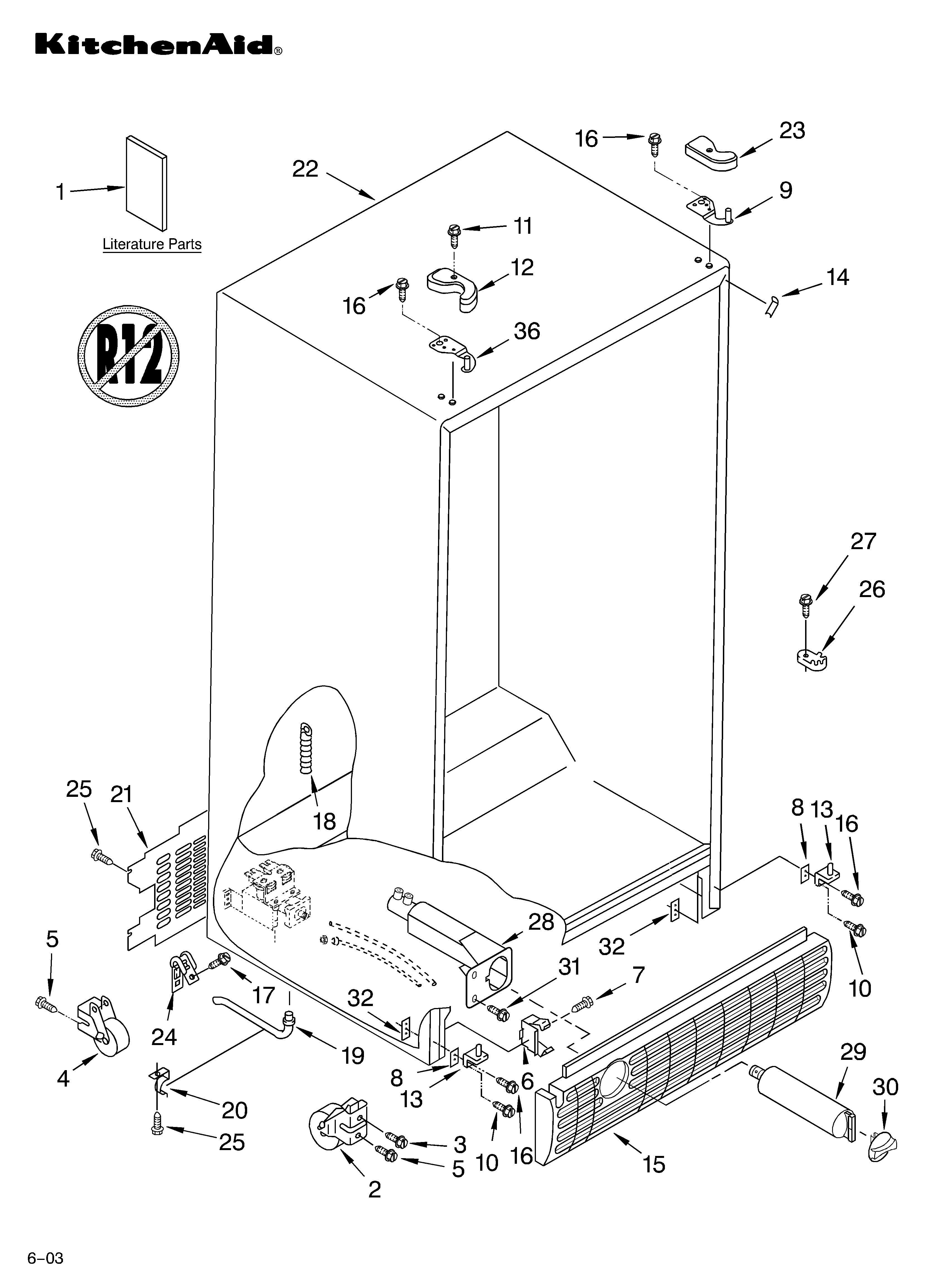 KitchenAid KSRA25ILBT03 cabinet parts diagram