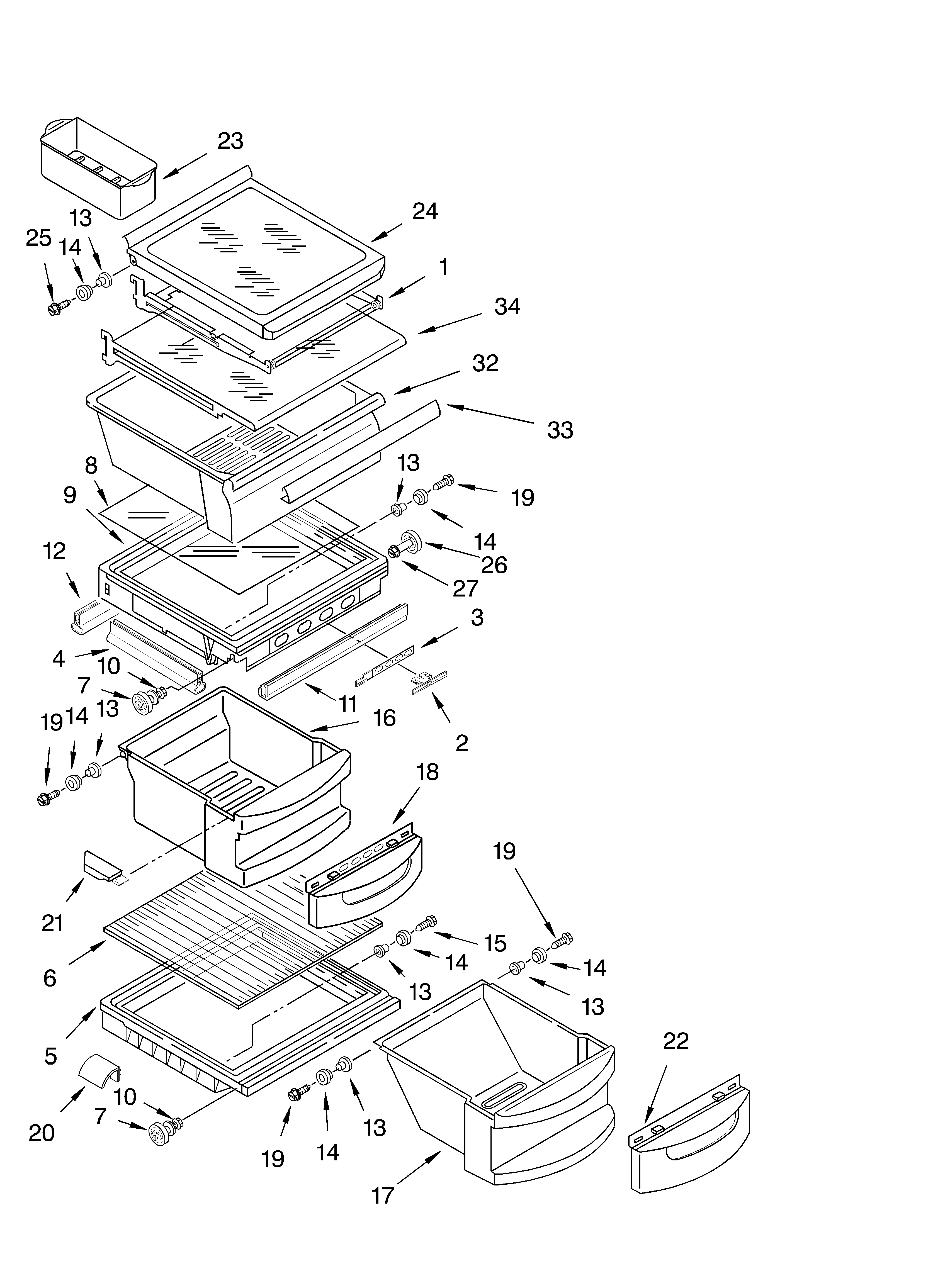 KitchenAid KSRA25ILBT03 refrigerator shelf parts diagram