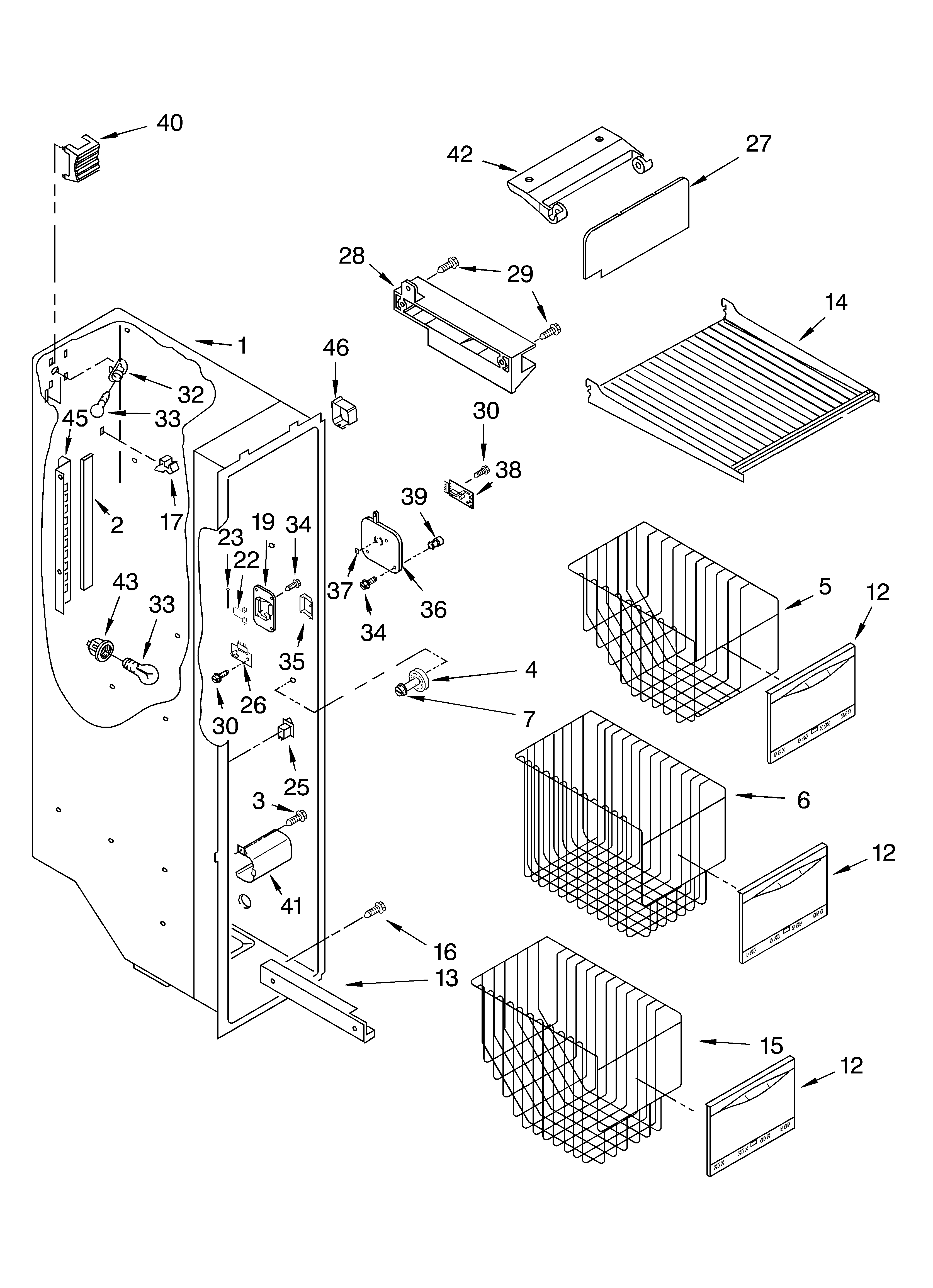 KitchenAid KSRA25ILBT03 freezer liner parts diagram