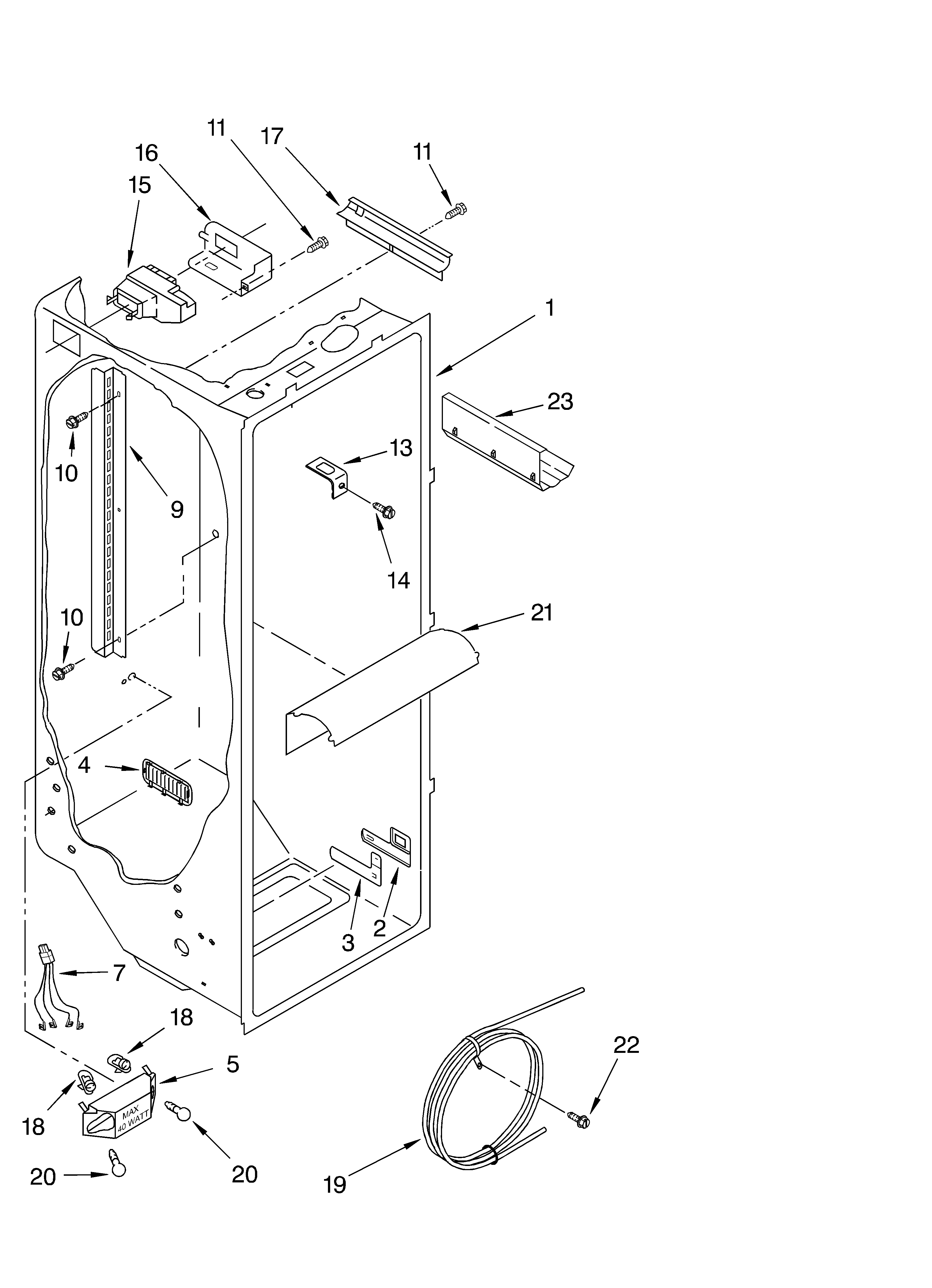 KitchenAid KSRB25FKBL04 refrigerator liner parts diagram