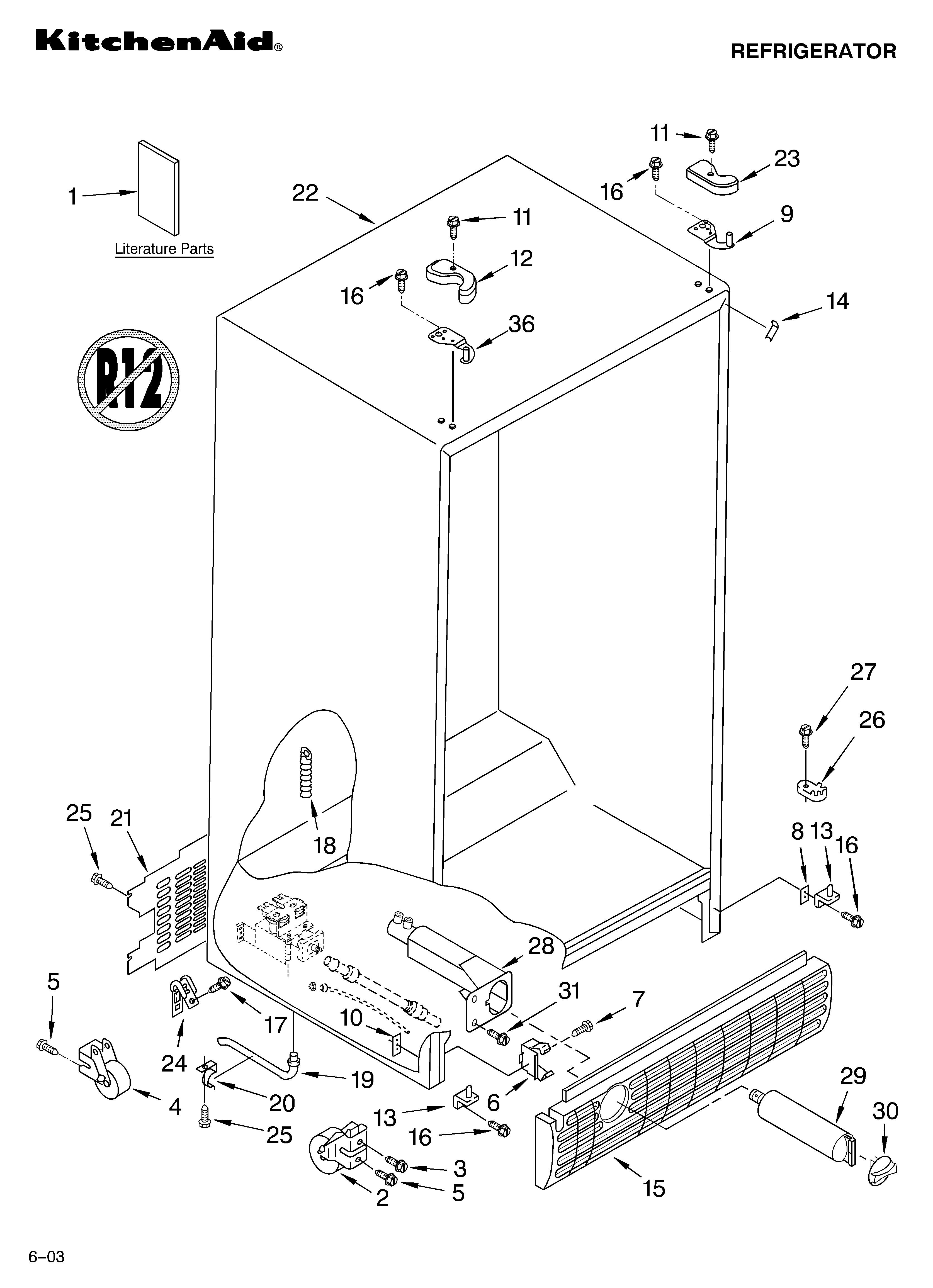 KitchenAid KSRS25ILWH03 cabinet parts diagram