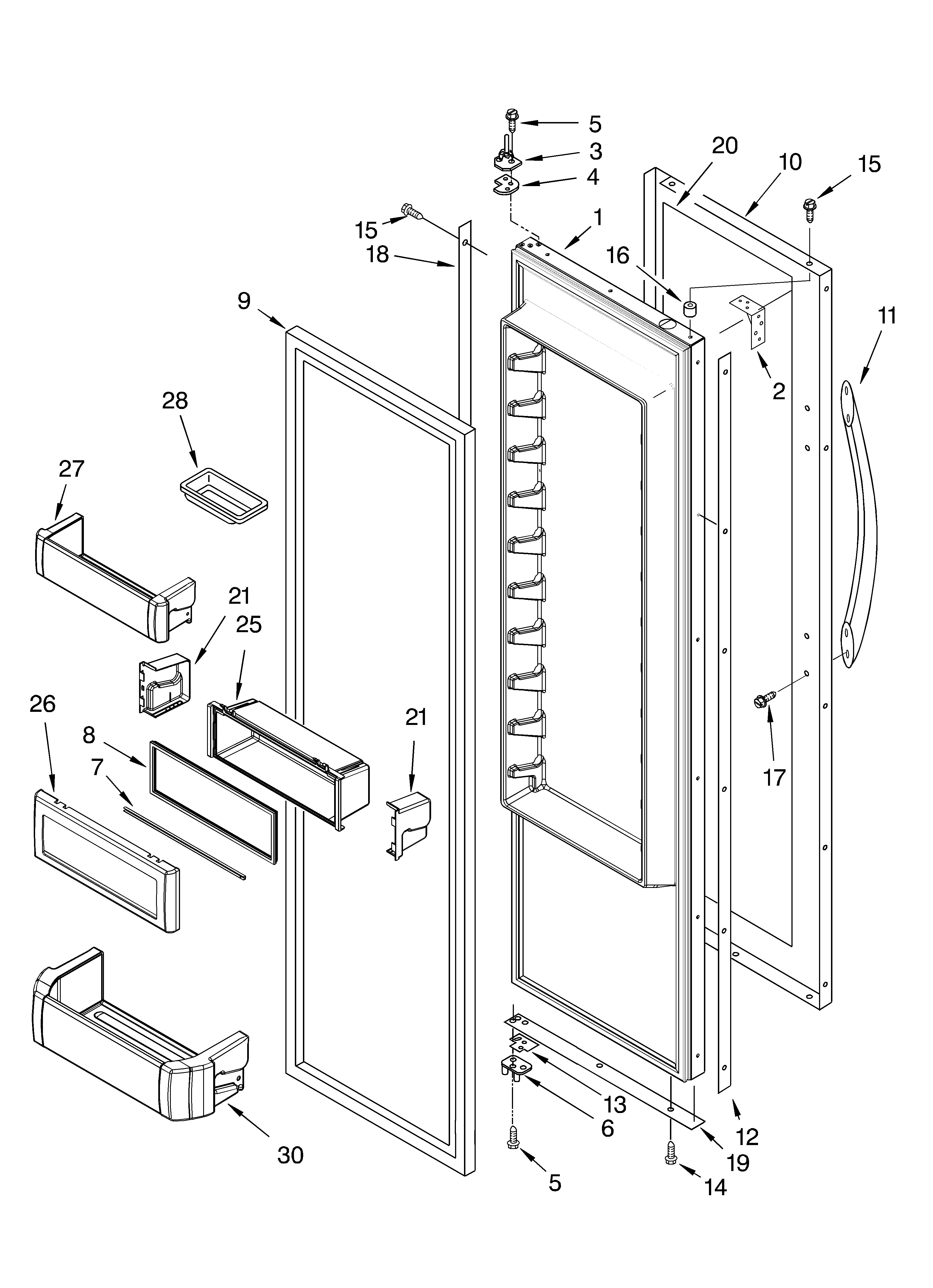 KitchenAid KSSC48FMS00 refrigerator door parts diagram