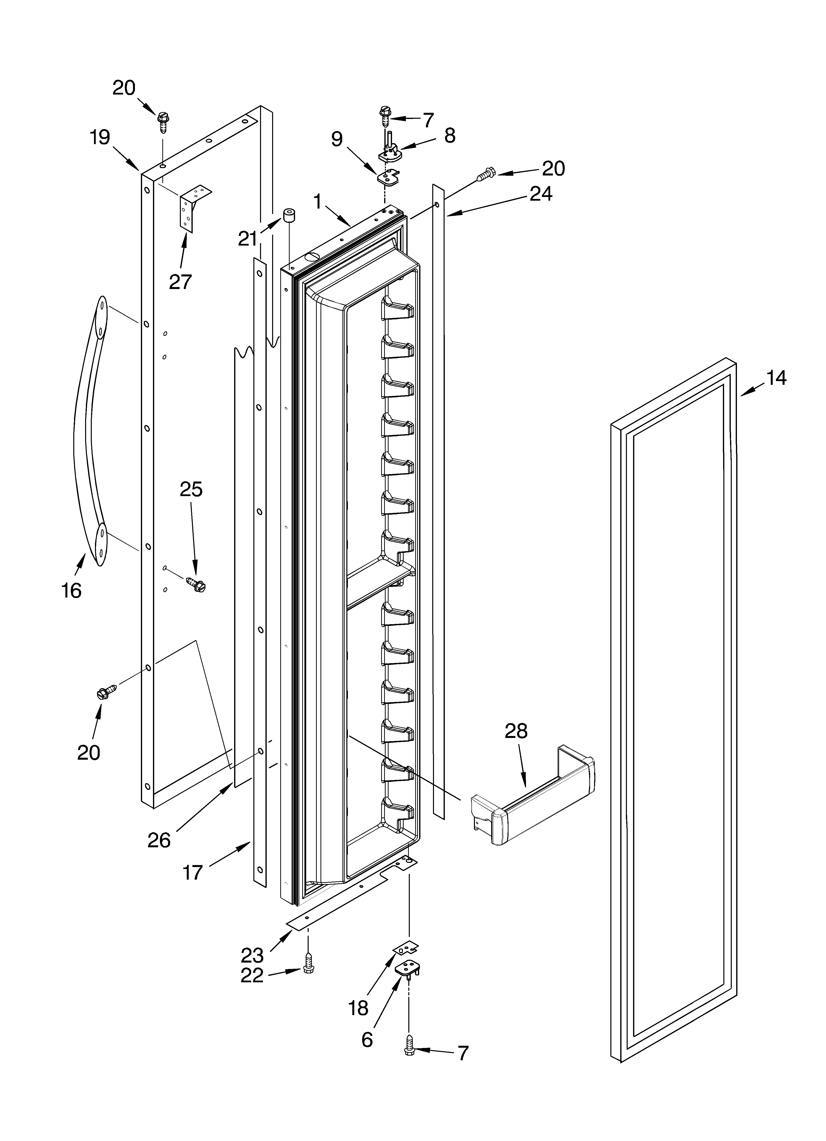 KitchenAid KSSC48FMS00 freezer door parts diagram