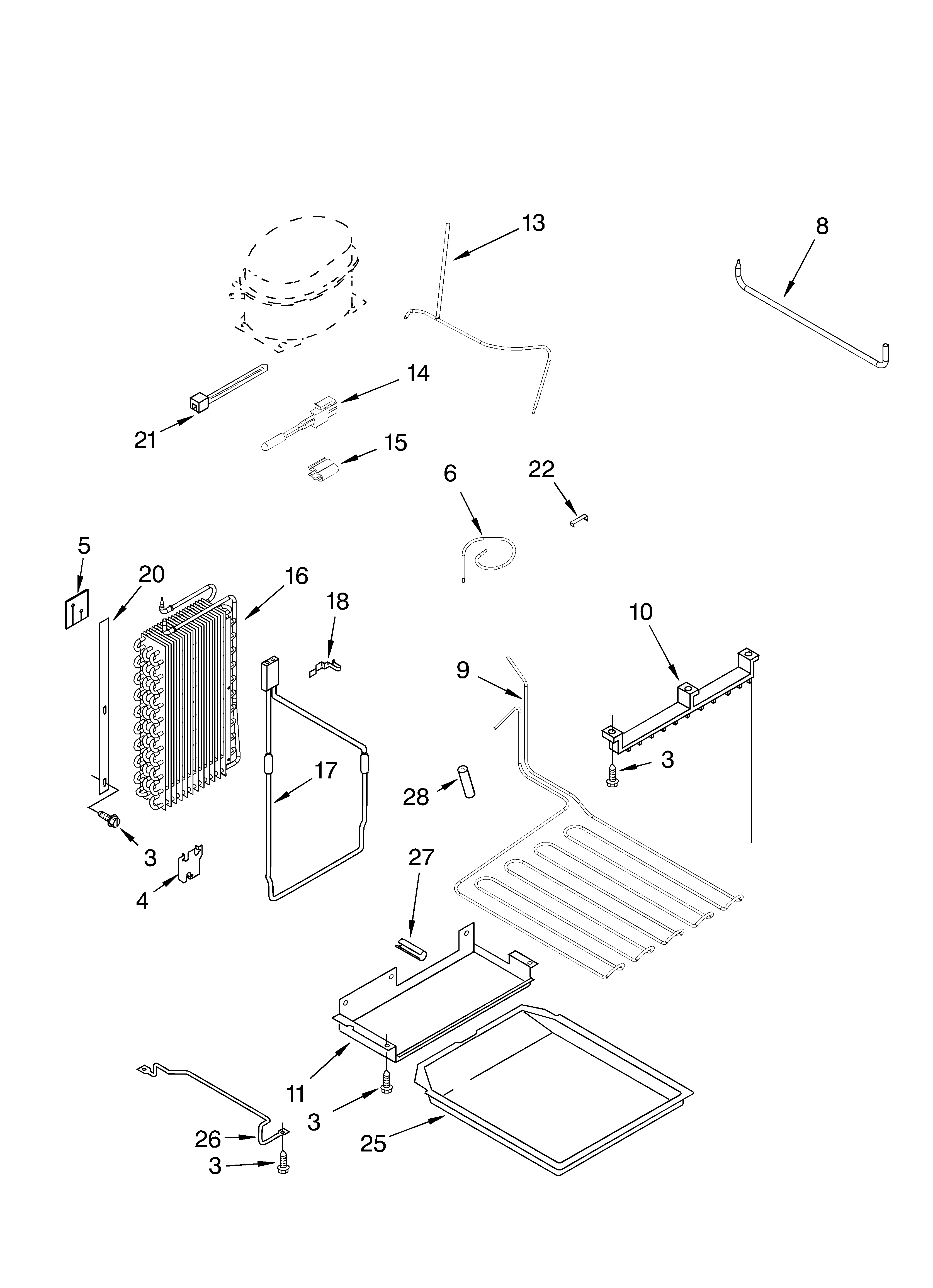 KitchenAid KSSC48FMS00 lower unit and tube parts diagram