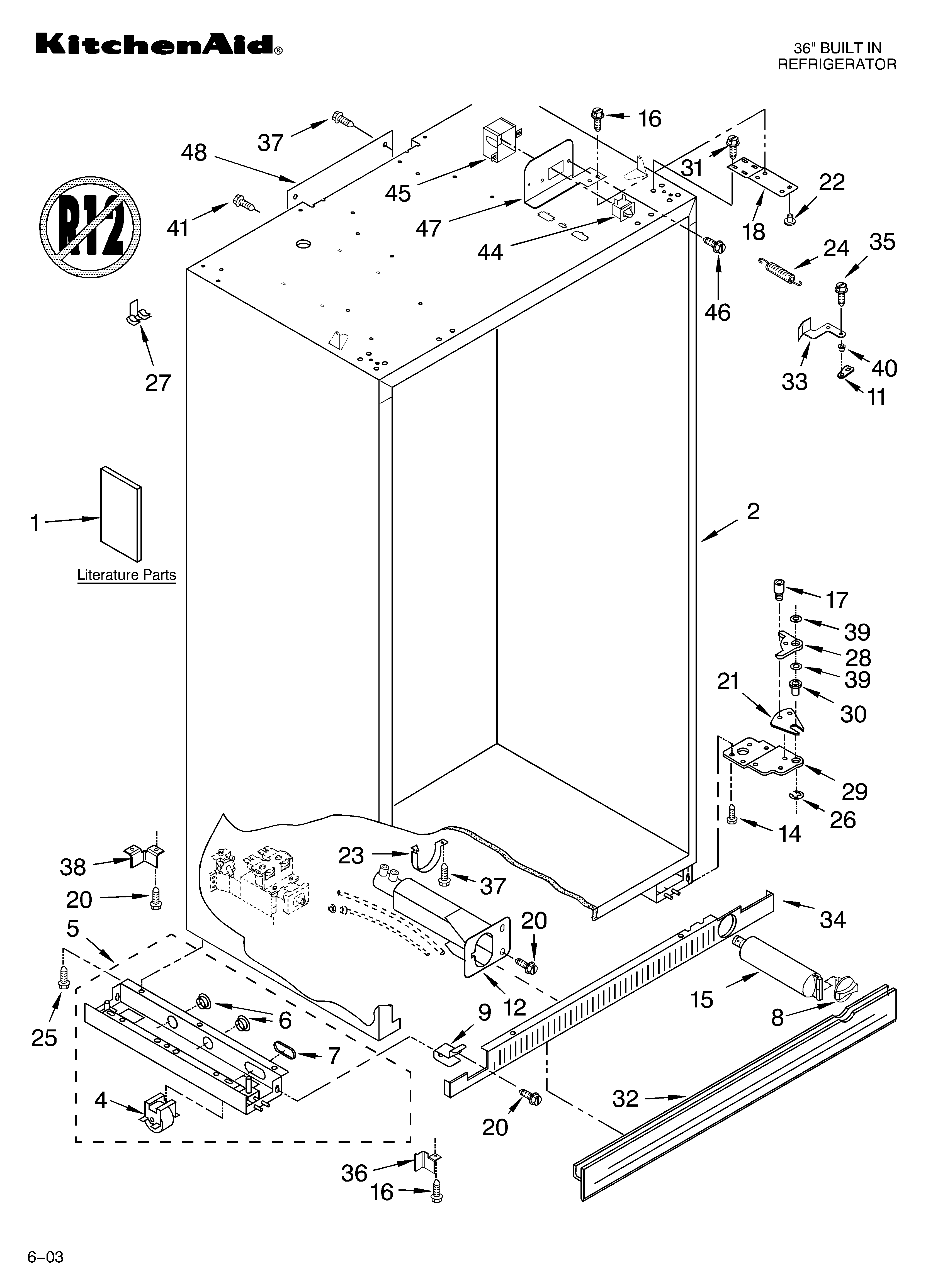 KitchenAid KSSO36FMX00 cabinet parts diagram