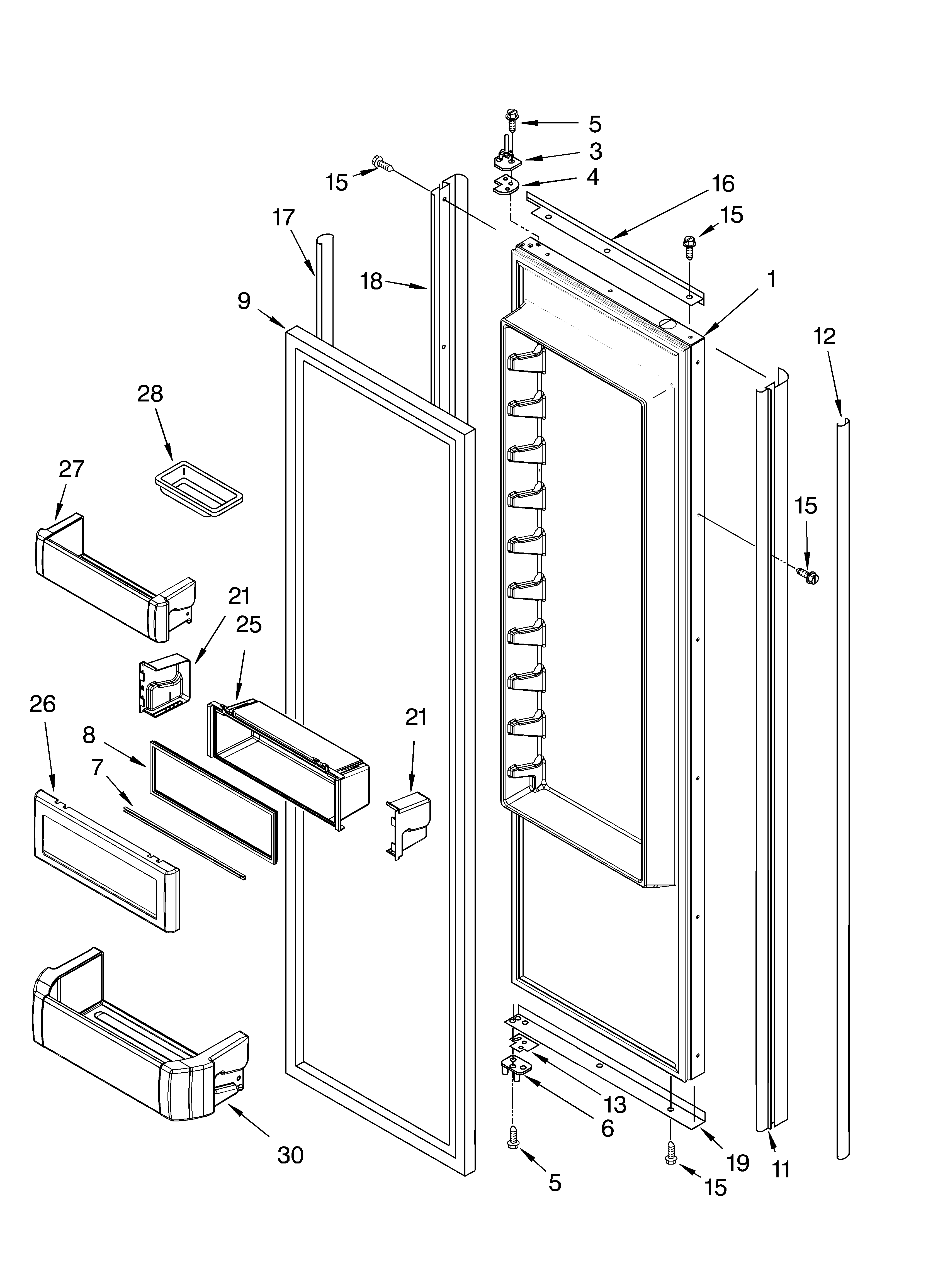 KitchenAid KSSO36FMX00 refrigerator door parts diagram