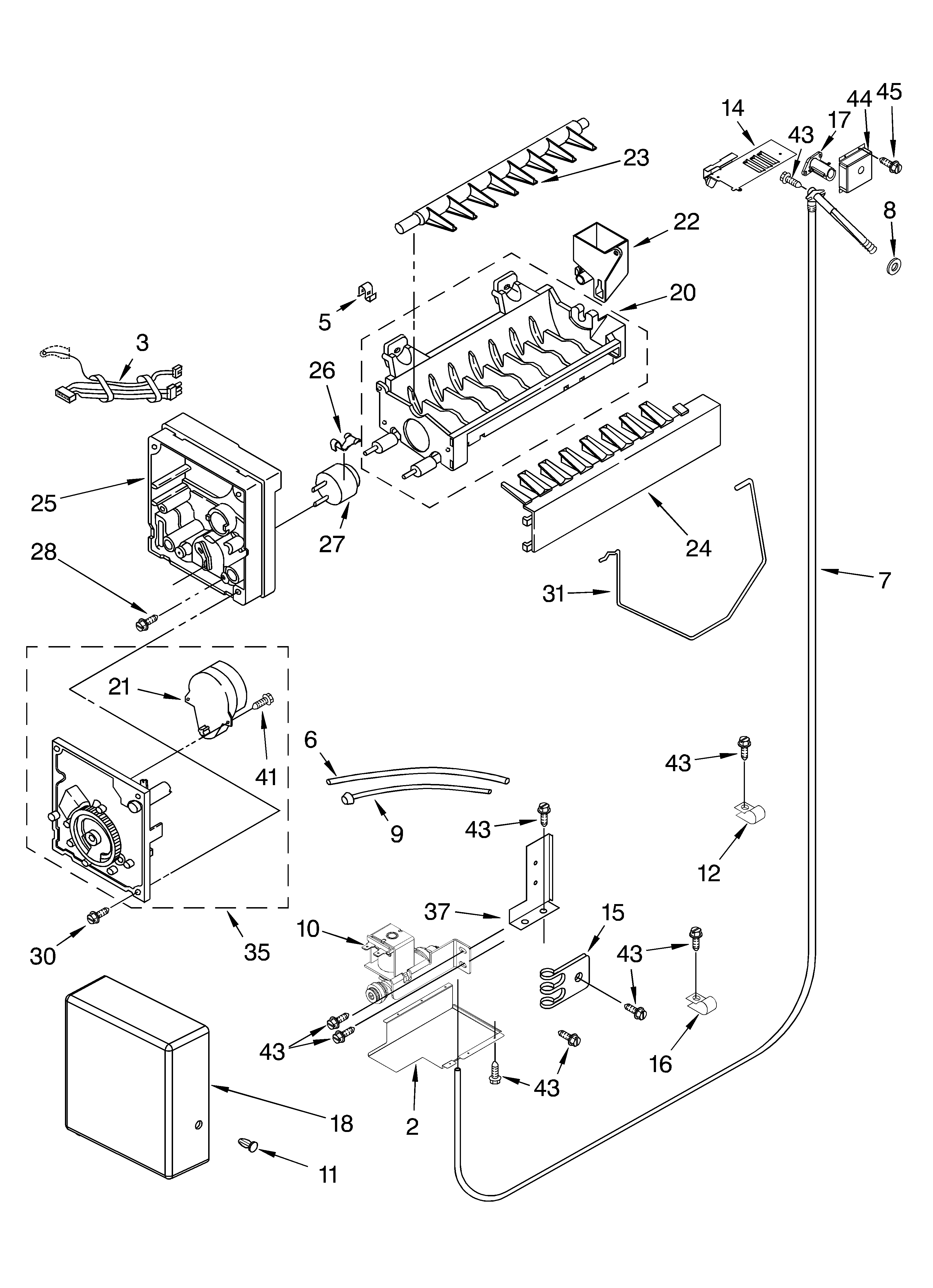 KitchenAid KSSO36FMX00 icemaker parts parts not illustrated diagram