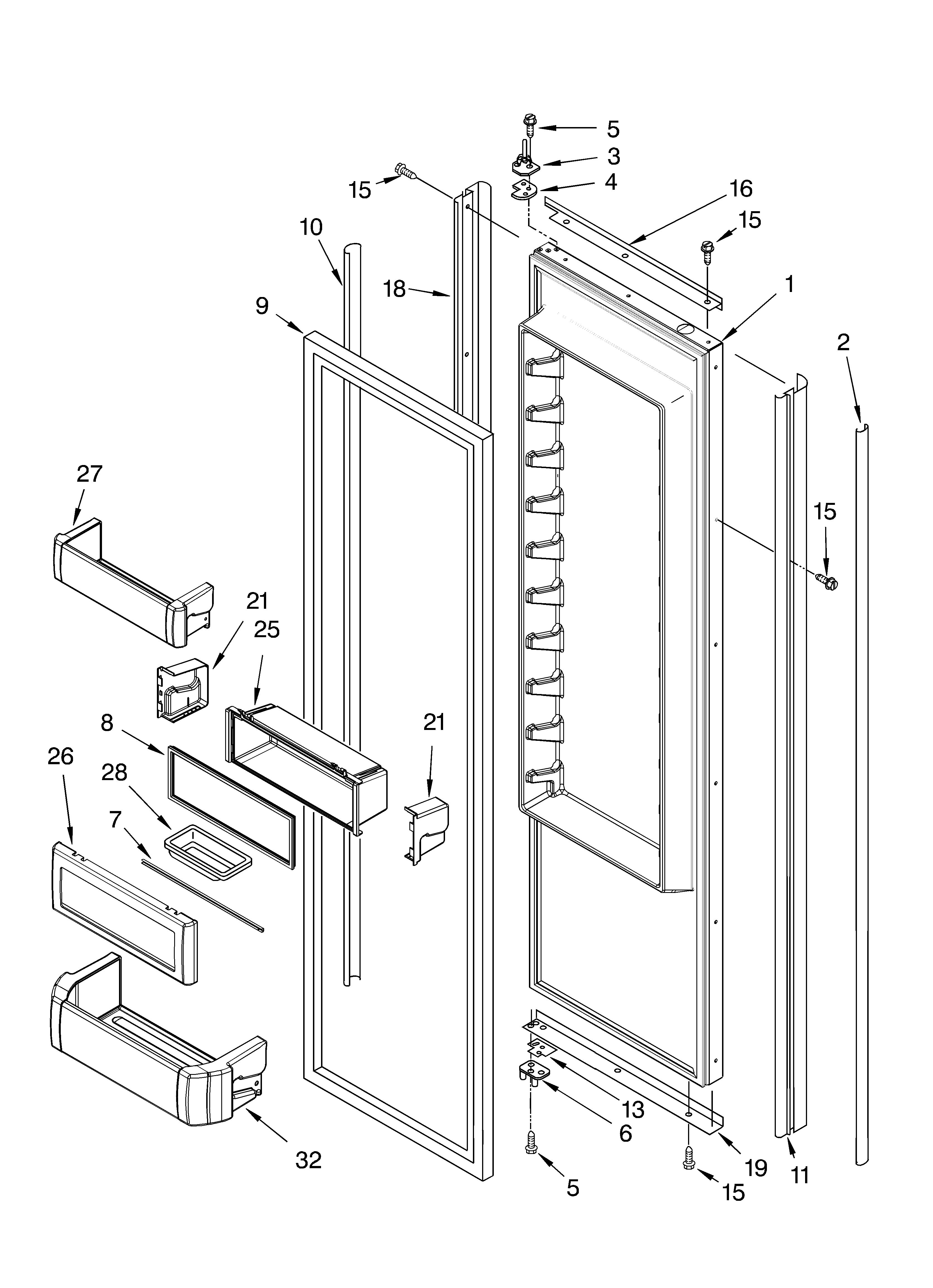KitchenAid KSSO42FMX00 refrigerator door parts diagram