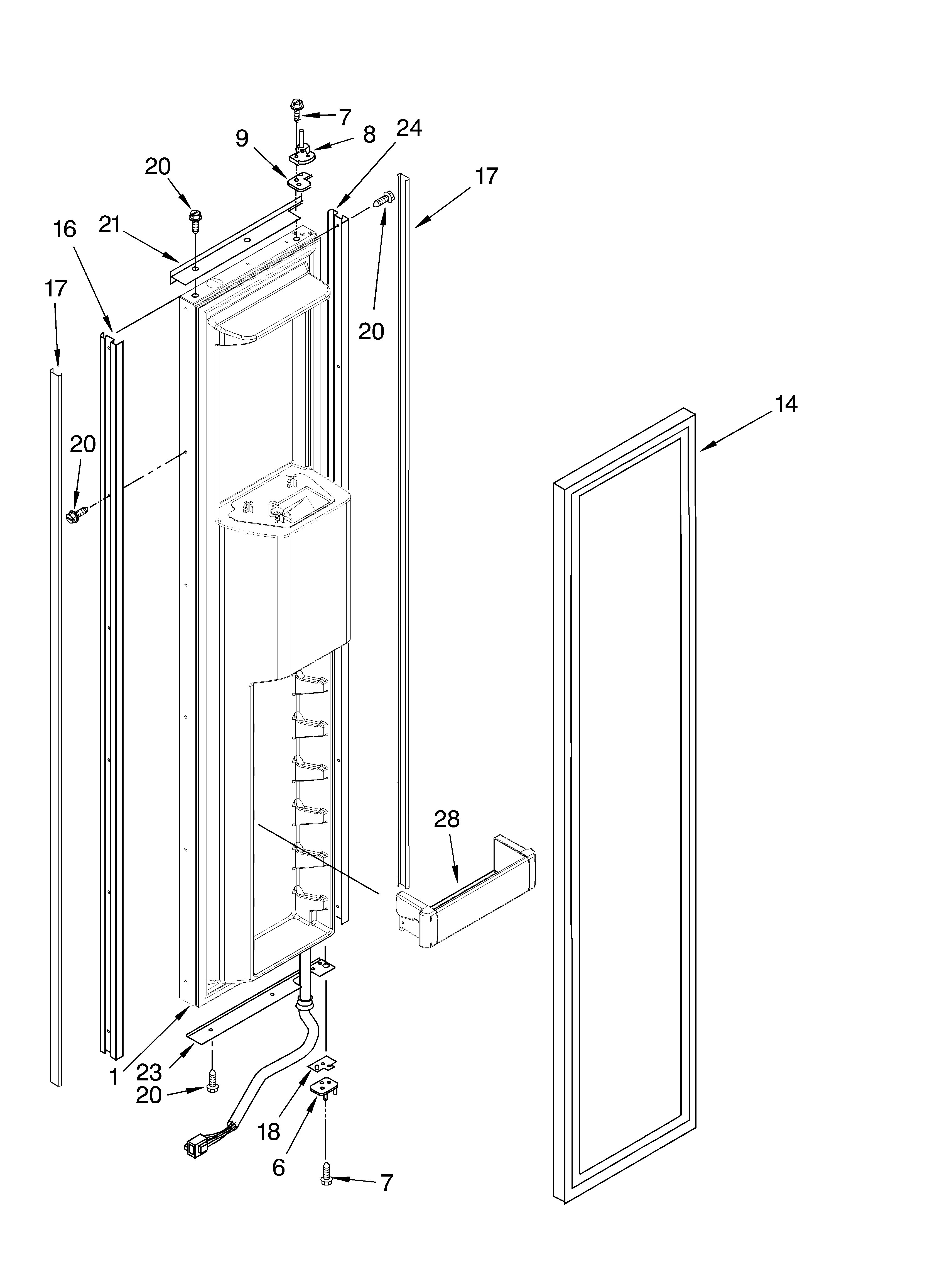 KitchenAid KSSO48QMB00 freezer door parts diagram