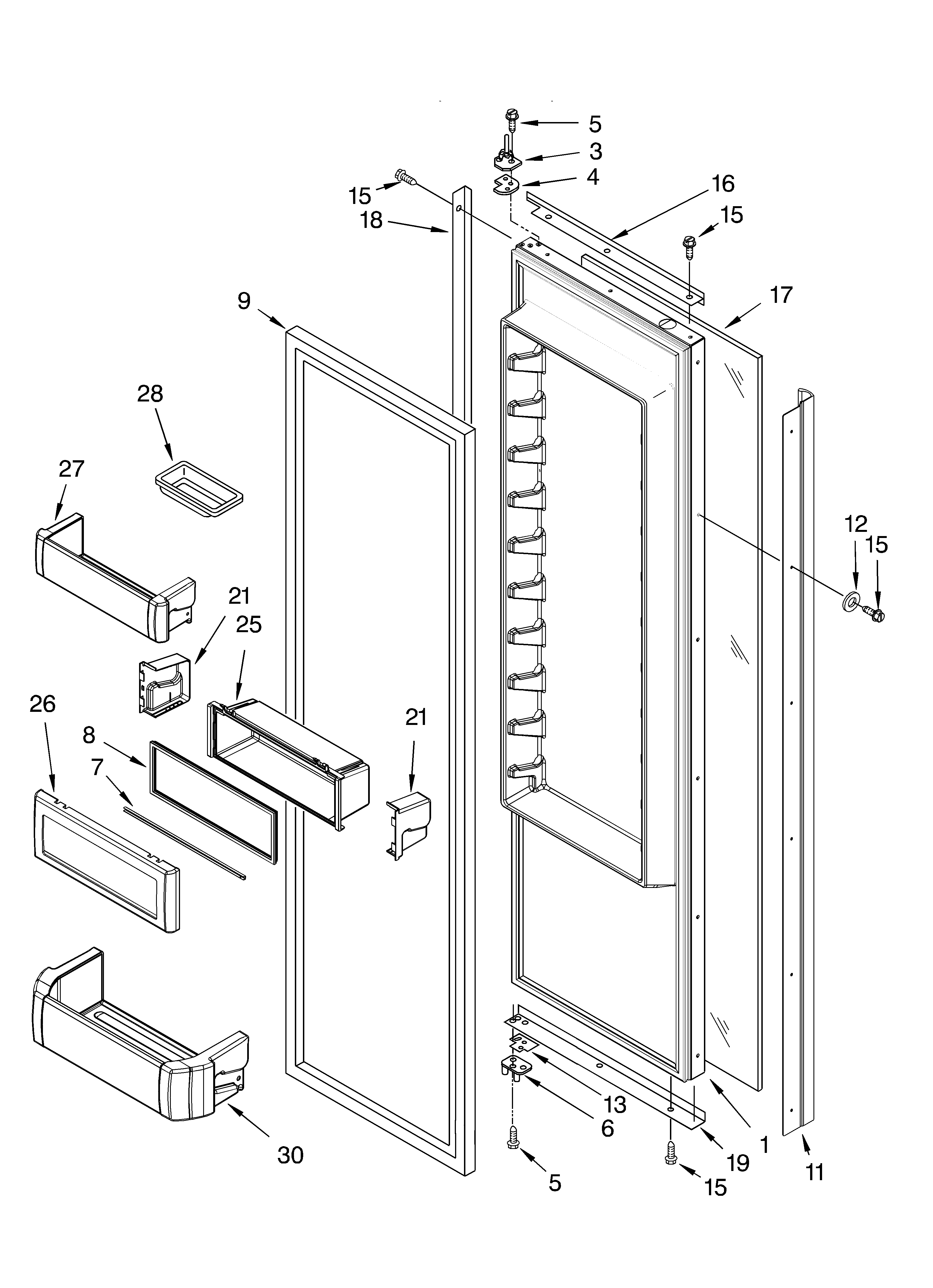KitchenAid KSSP36QMS00 refrigerator door parts diagram