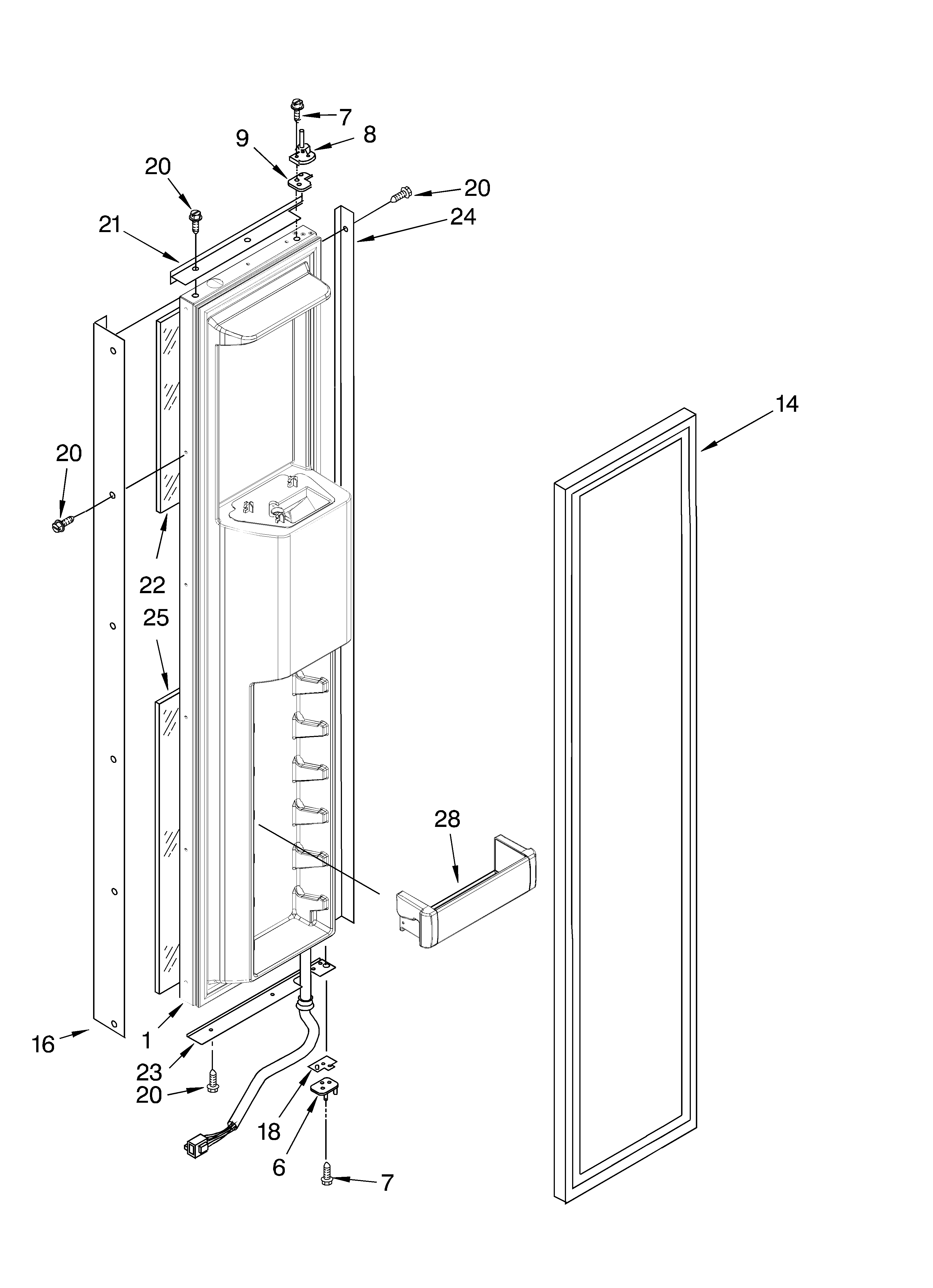 KitchenAid KSSP36QMS00 freezer door parts diagram