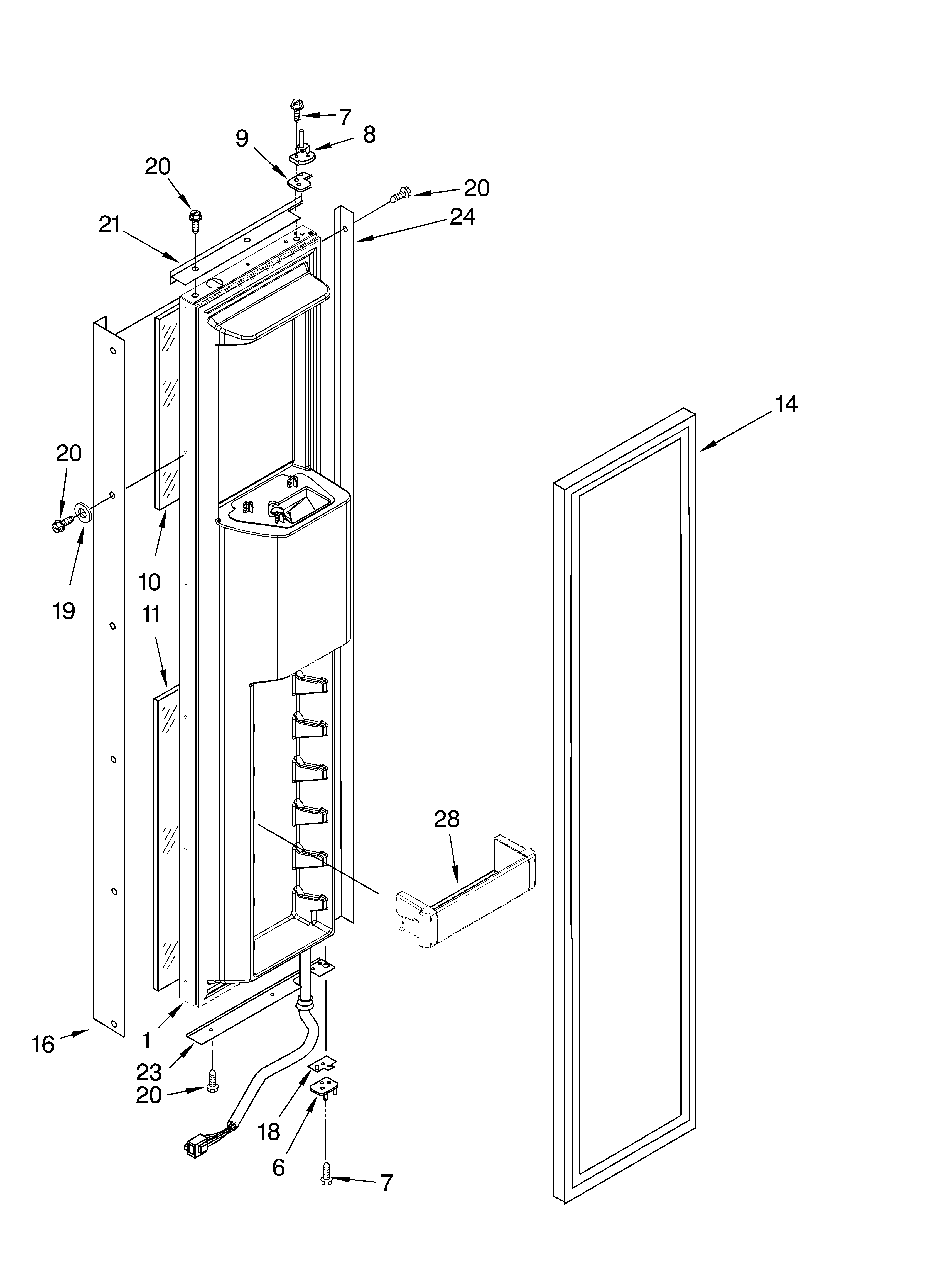 KitchenAid KSSP42QMS00 freezer door parts diagram