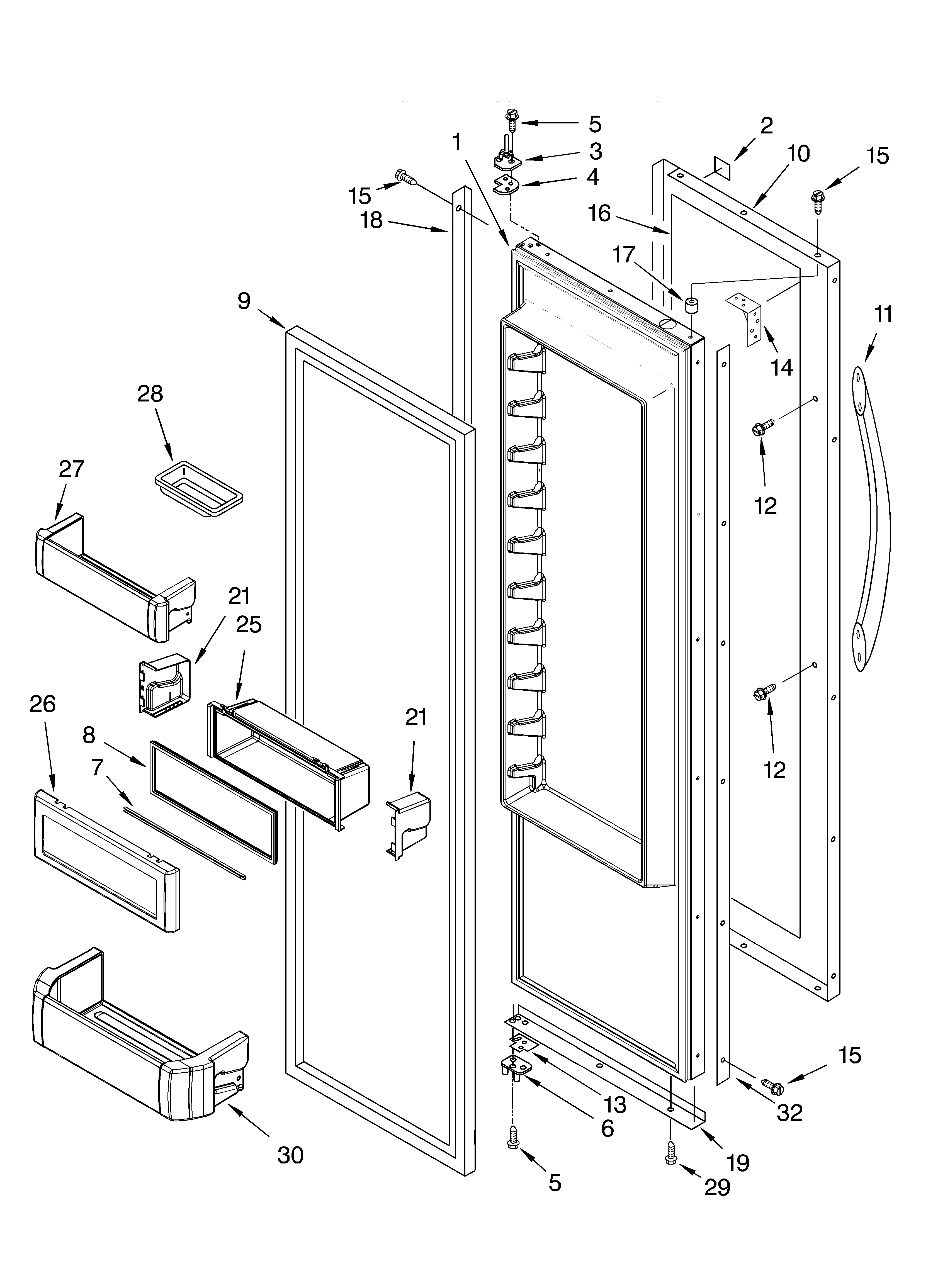 KitchenAid KSSV42FMM00 refrigerator door parts diagram