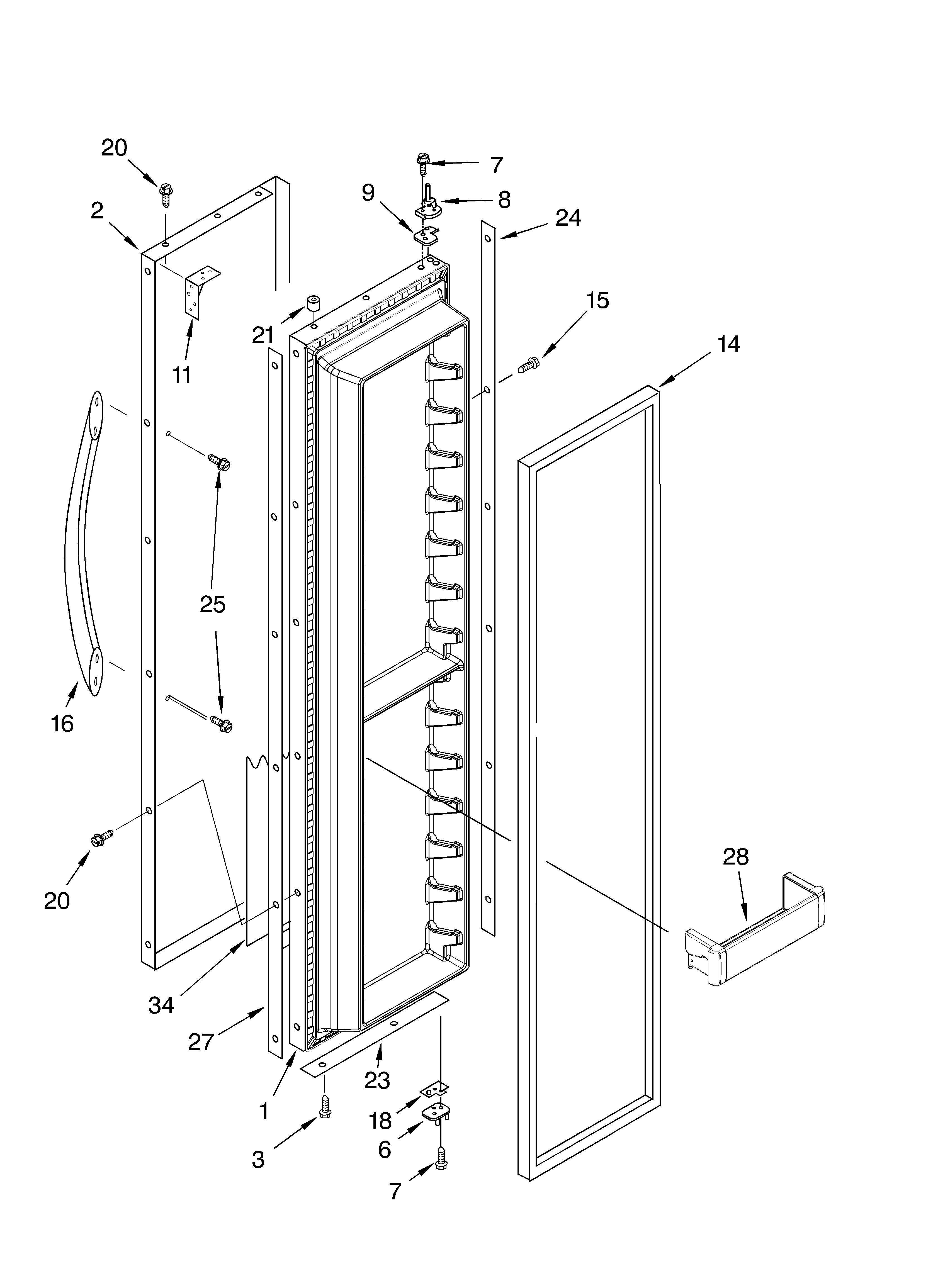 KitchenAid KSSV42FMM00 freezer door parts diagram