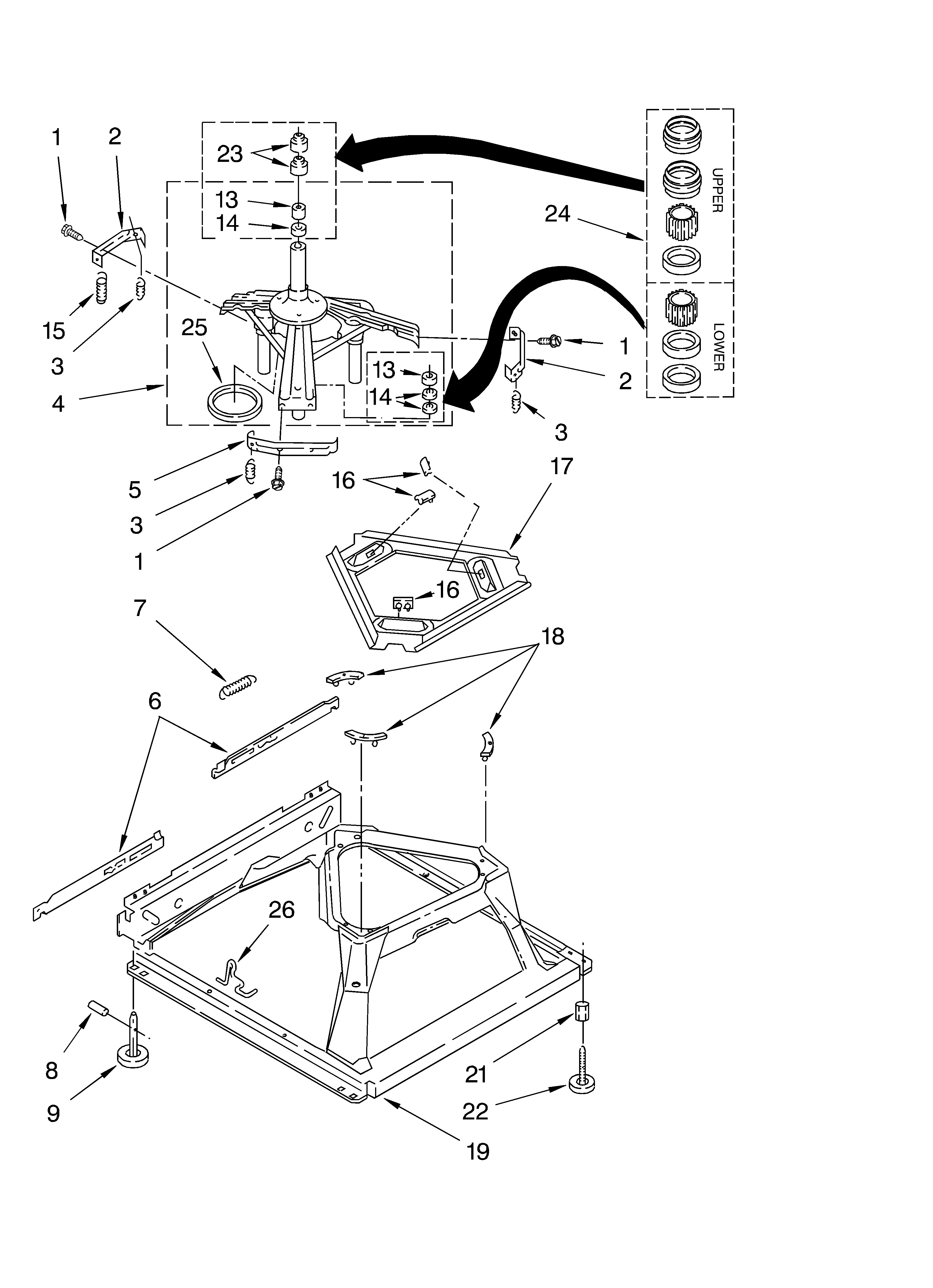 Whirlpool LSQ9010LW1 machine base parts diagram