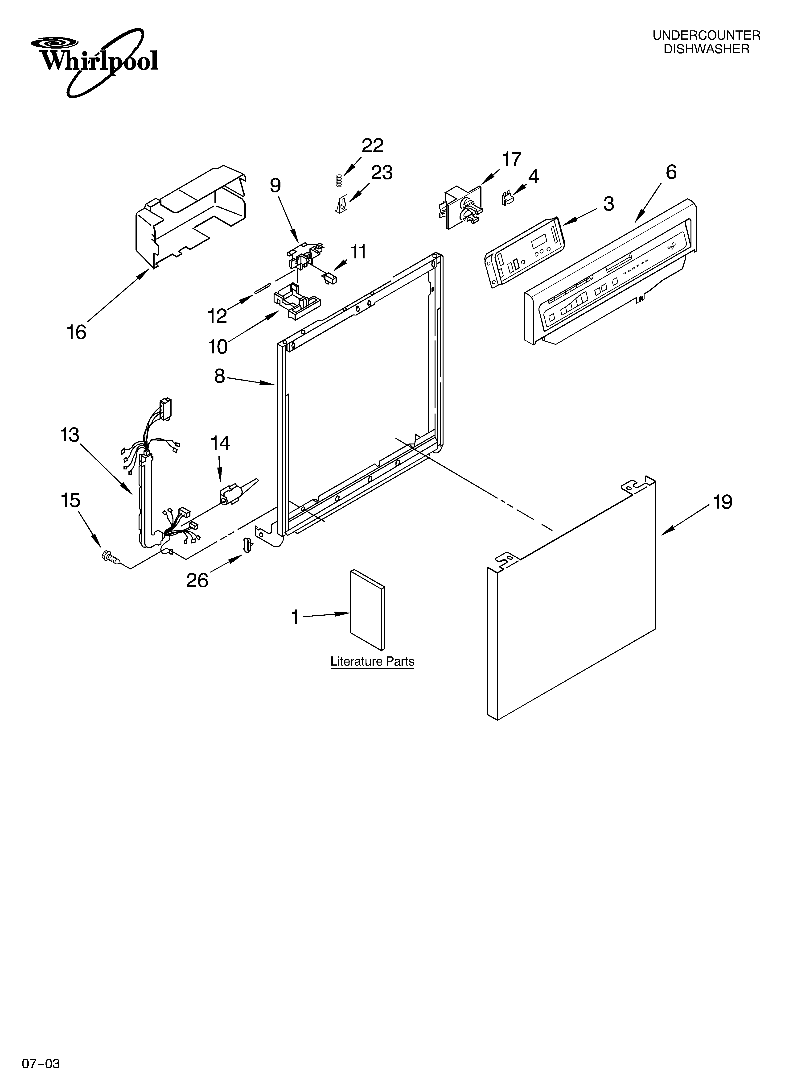 Whirlpool DU943PWKS0 frame and console parts diagram