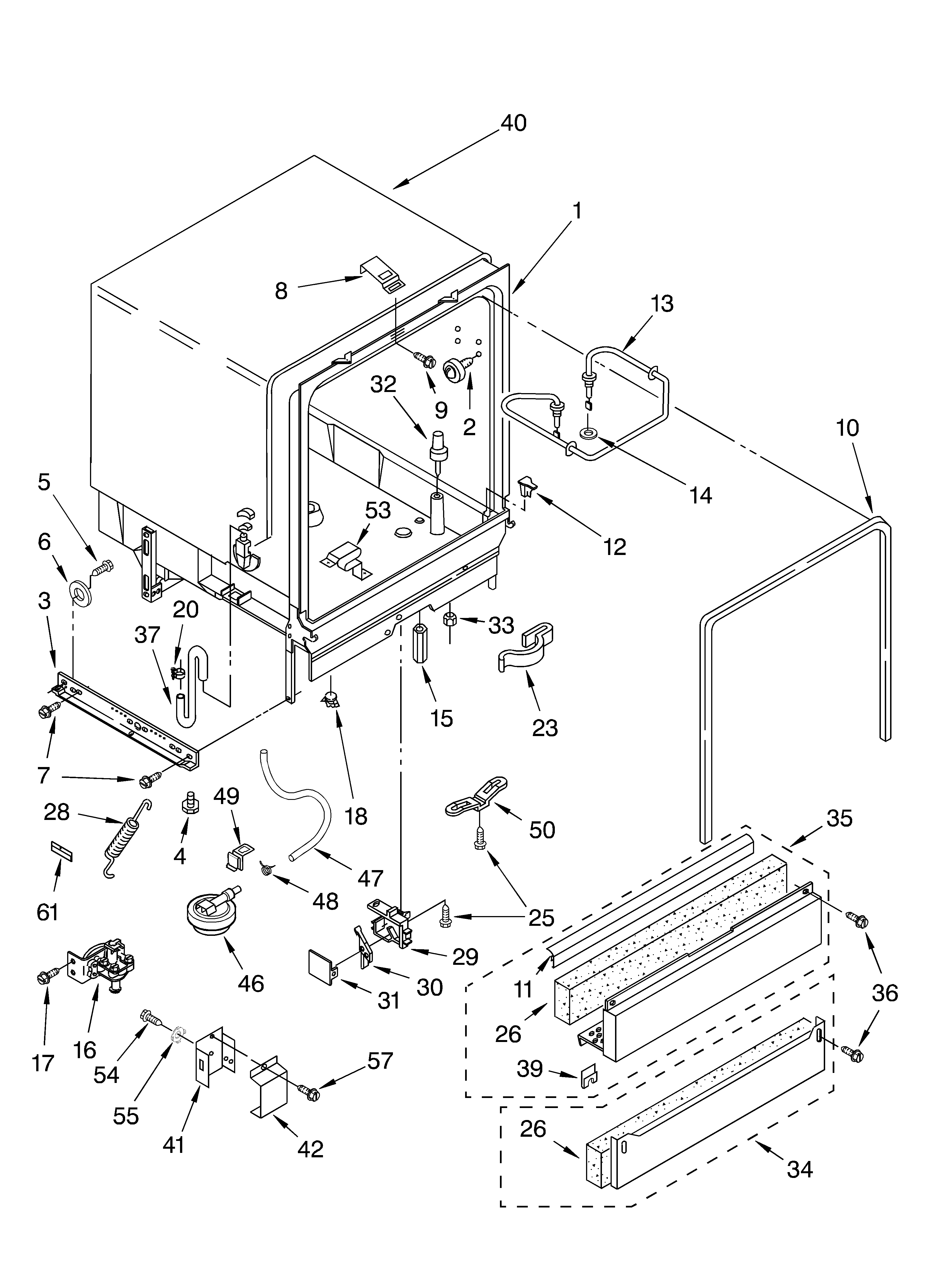 Whirlpool DU943PWKS0 tub assembly parts diagram