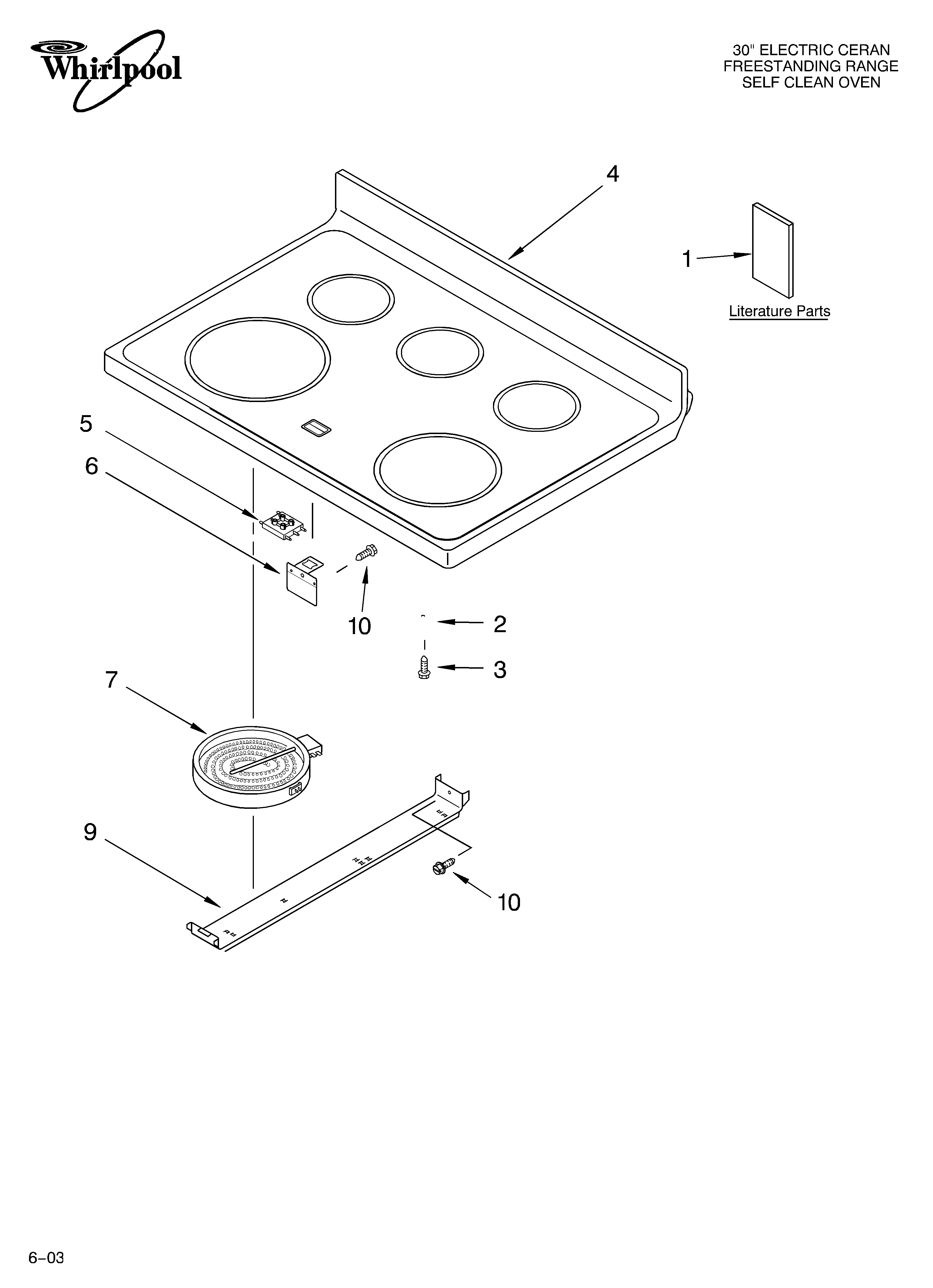 Whirlpool GR475LXLS2 cooktop parts diagram