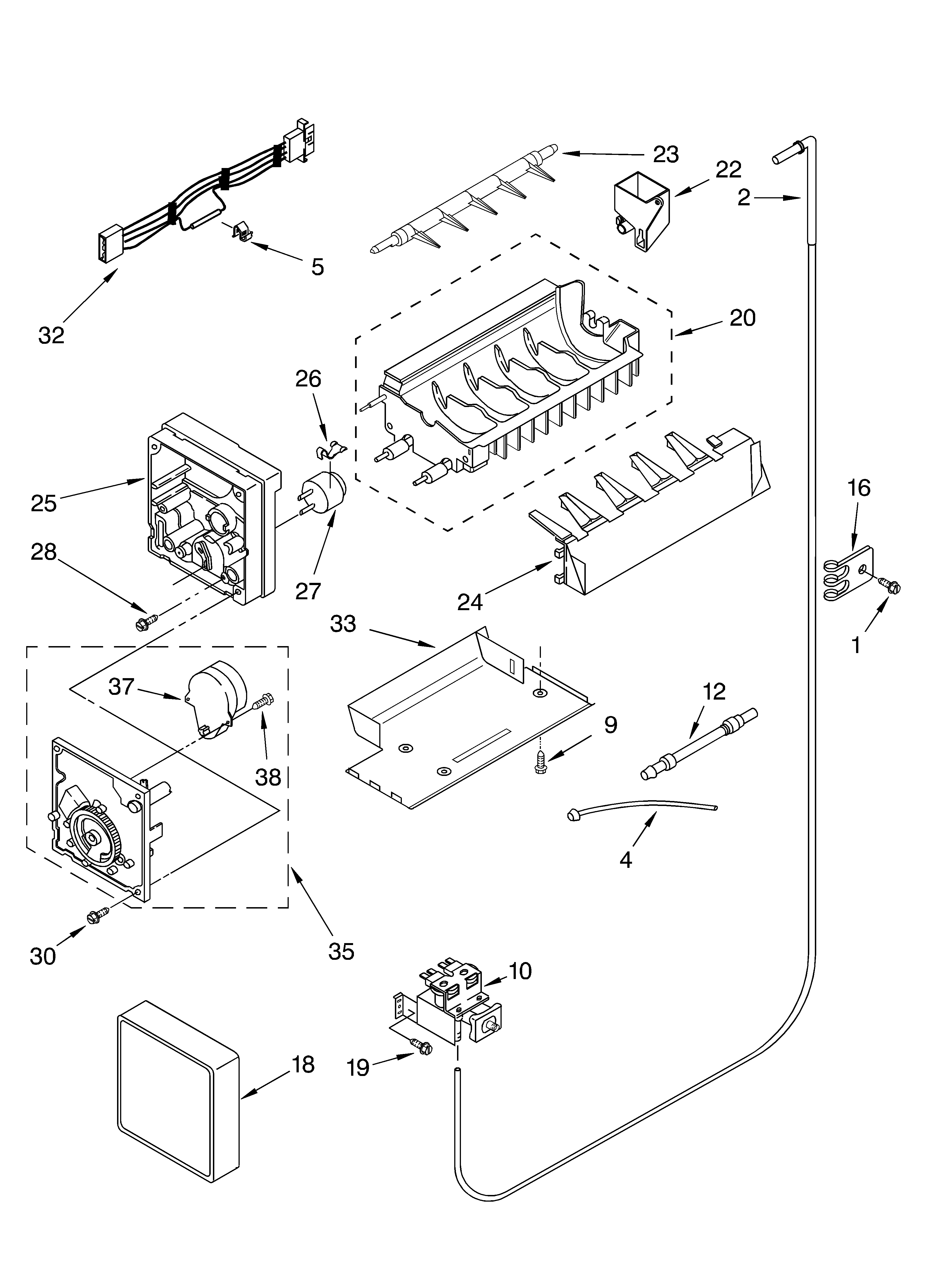 KitchenAid KSRA22ILWH03 icemaker parts diagram