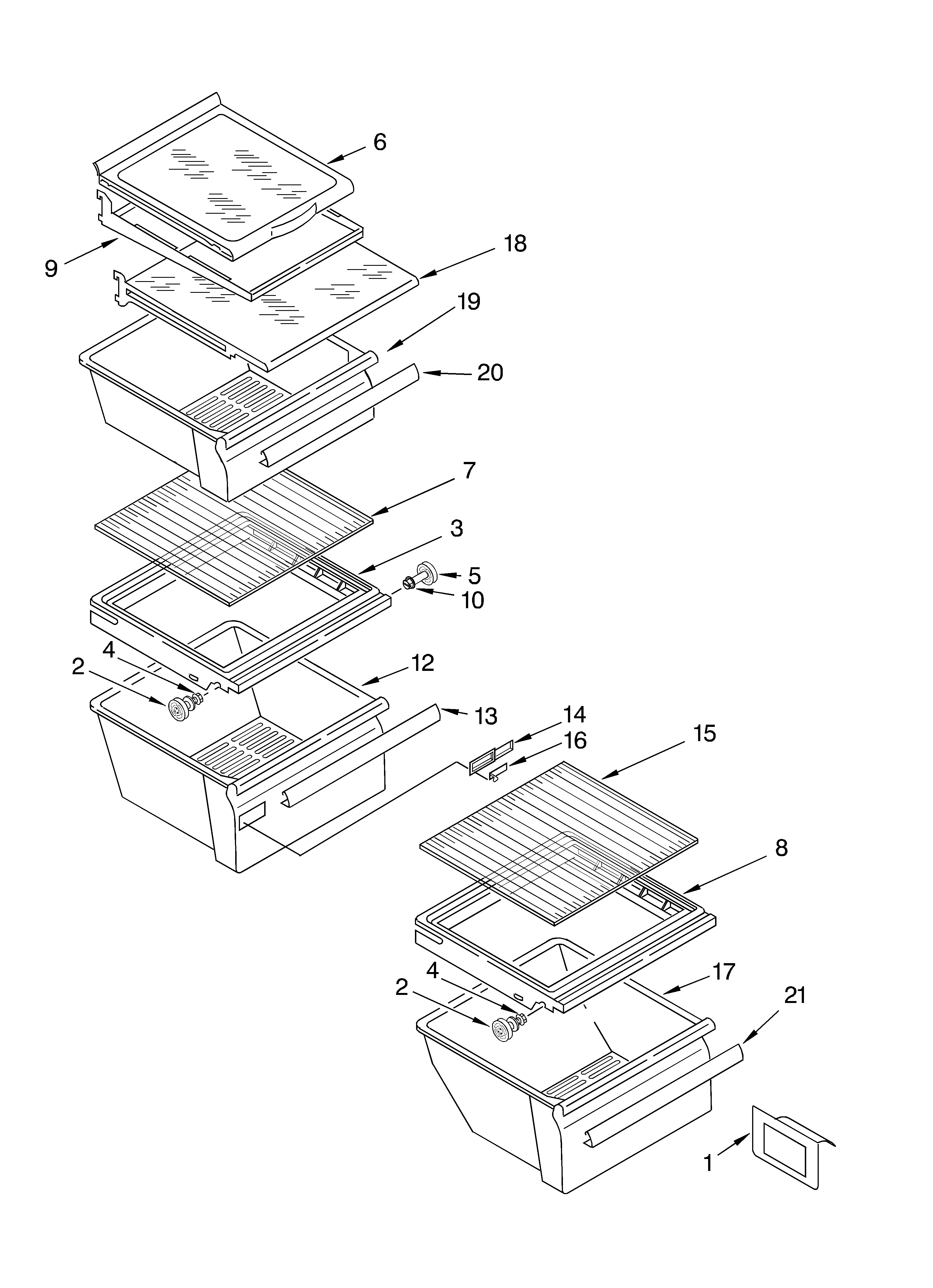 KitchenAid KSRD22FKBL04 refrigerator shelf parts diagram