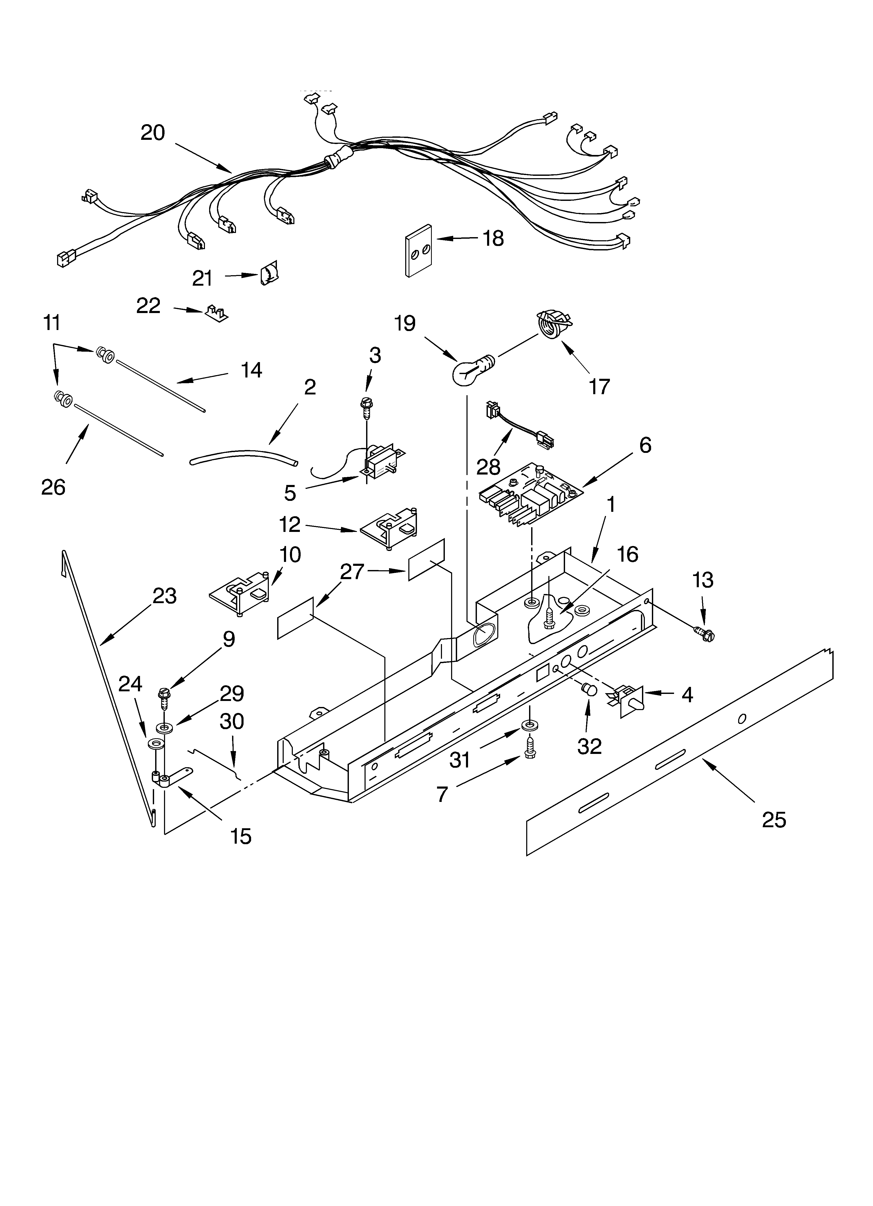 KitchenAid KSRD22FKBL04 control parts diagram