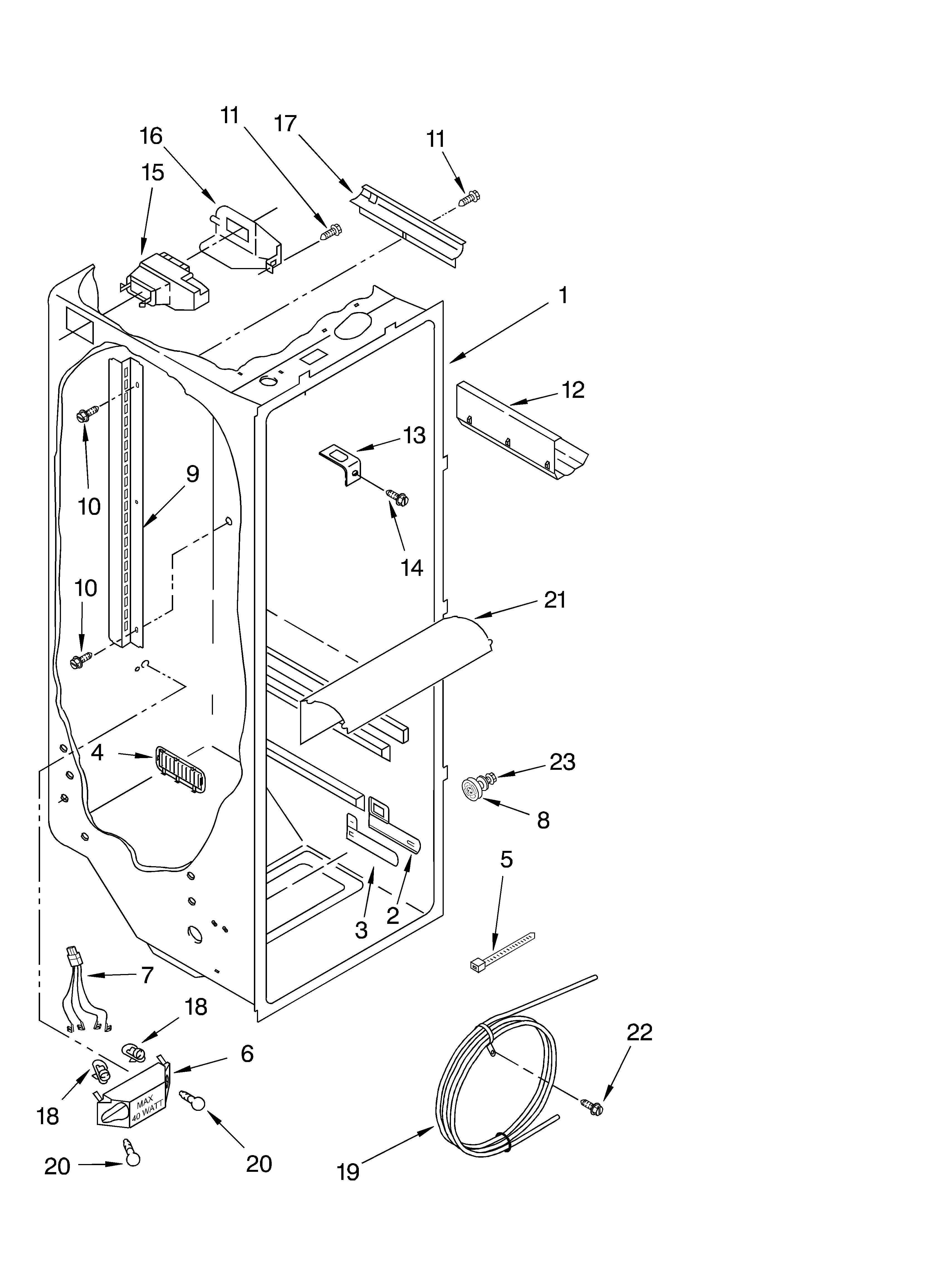 KitchenAid KSRG22FKBT05 refrigerator liner parts diagram