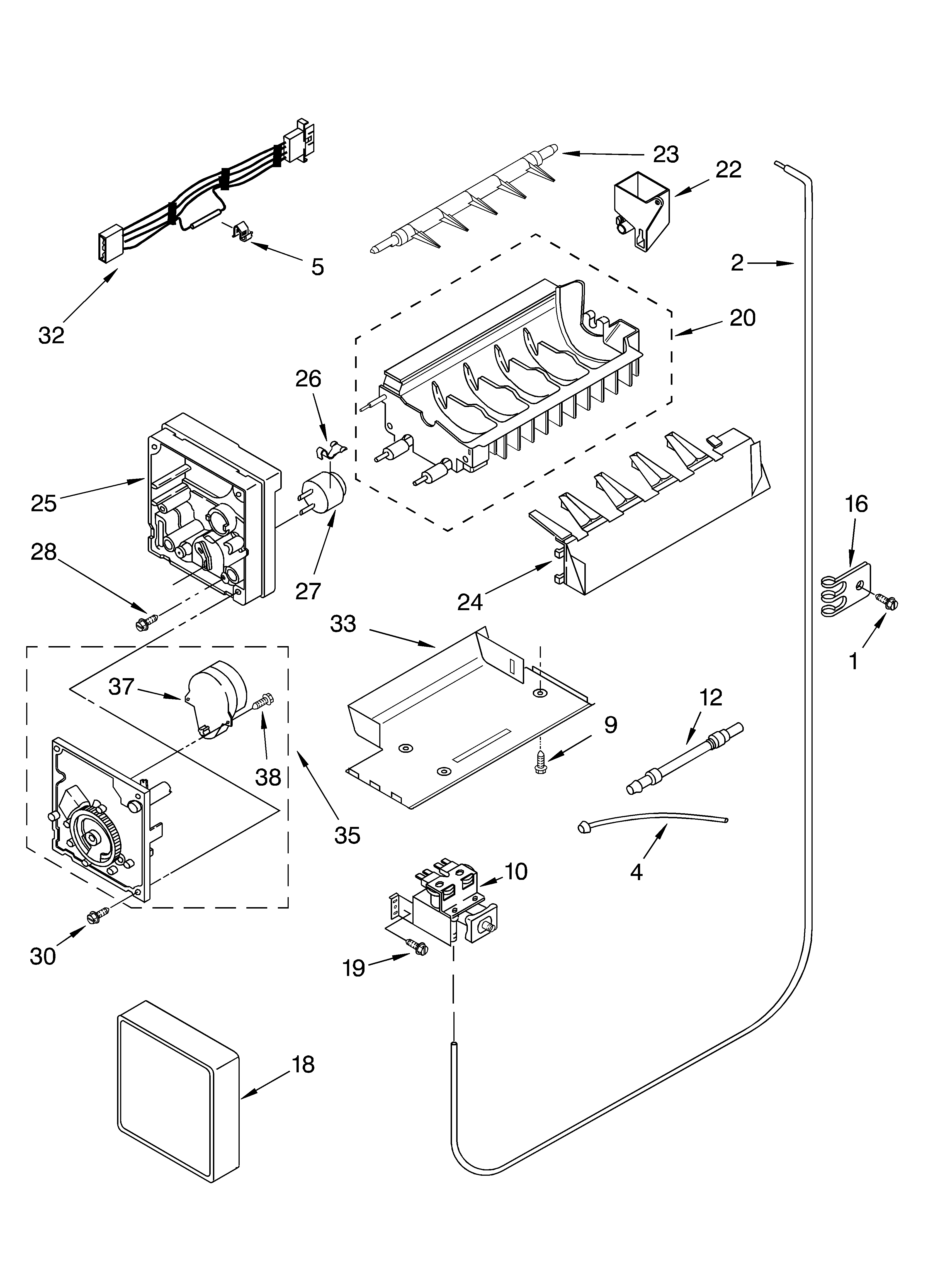 KitchenAid KSRG22FKBT05 icemaker parts diagram