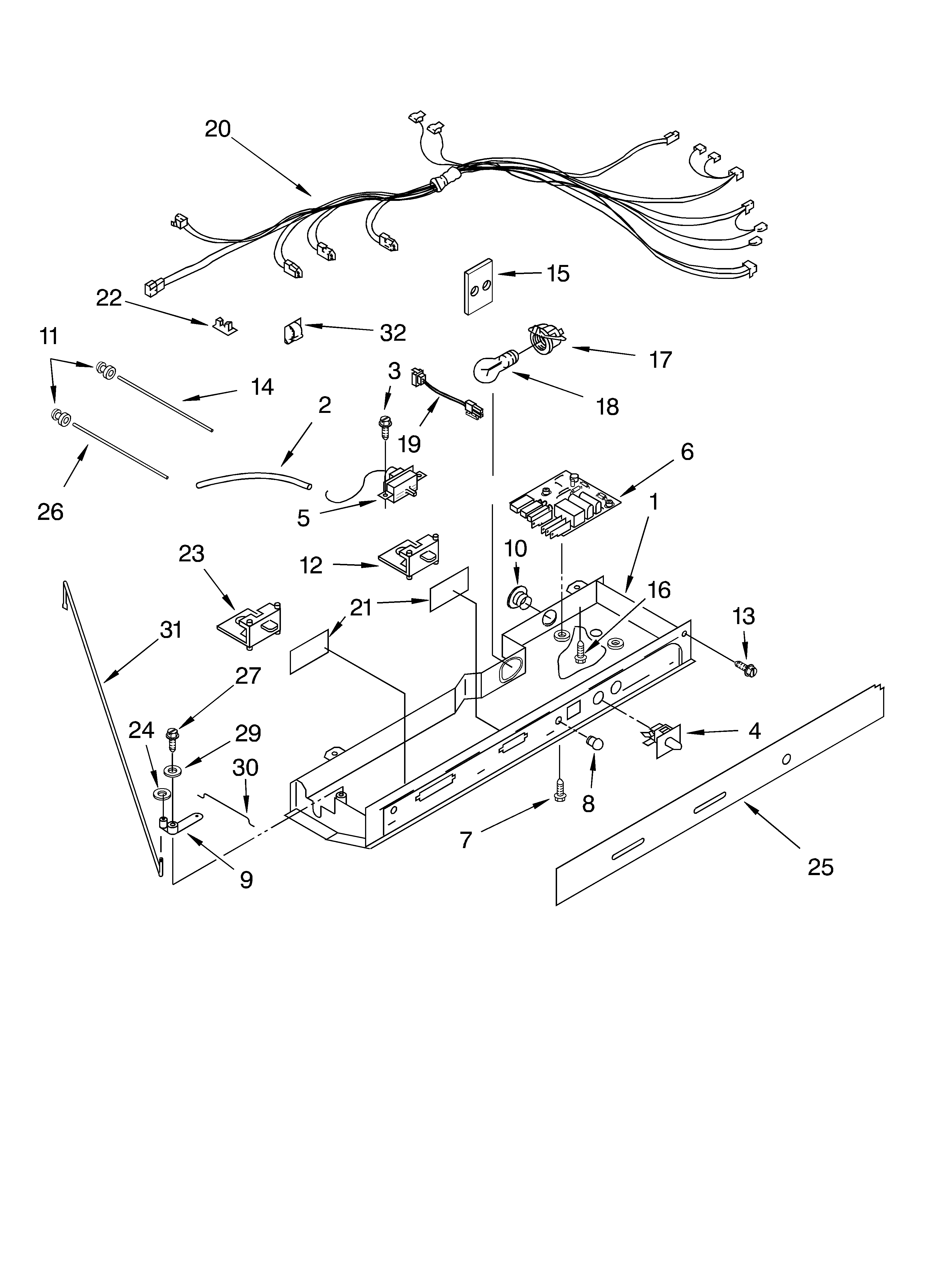 KitchenAid KSRG22FKBT05 control parts, parts not illustrated diagram