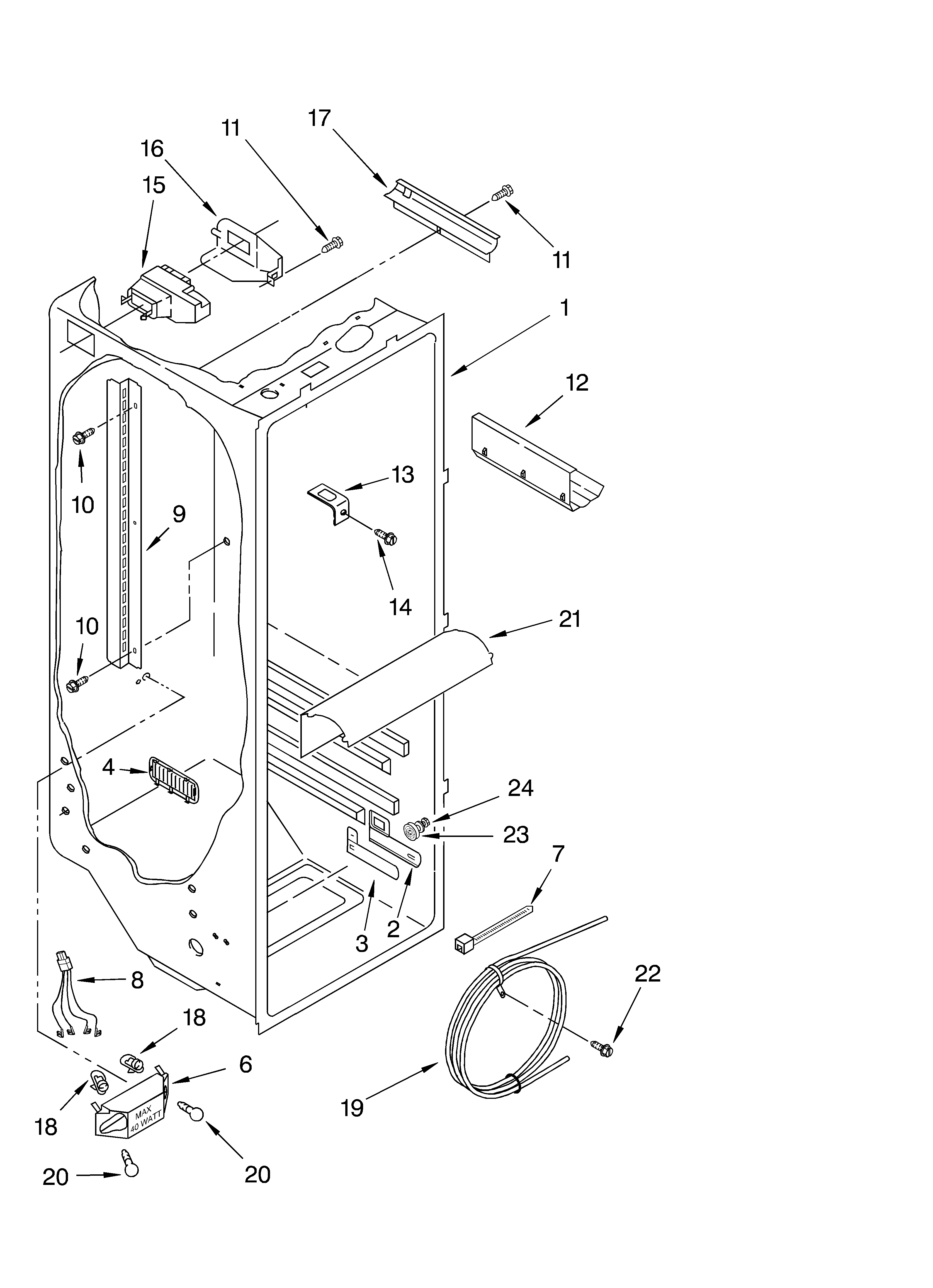 KitchenAid KSRJ22IMST00 refrigerator liner parts diagram