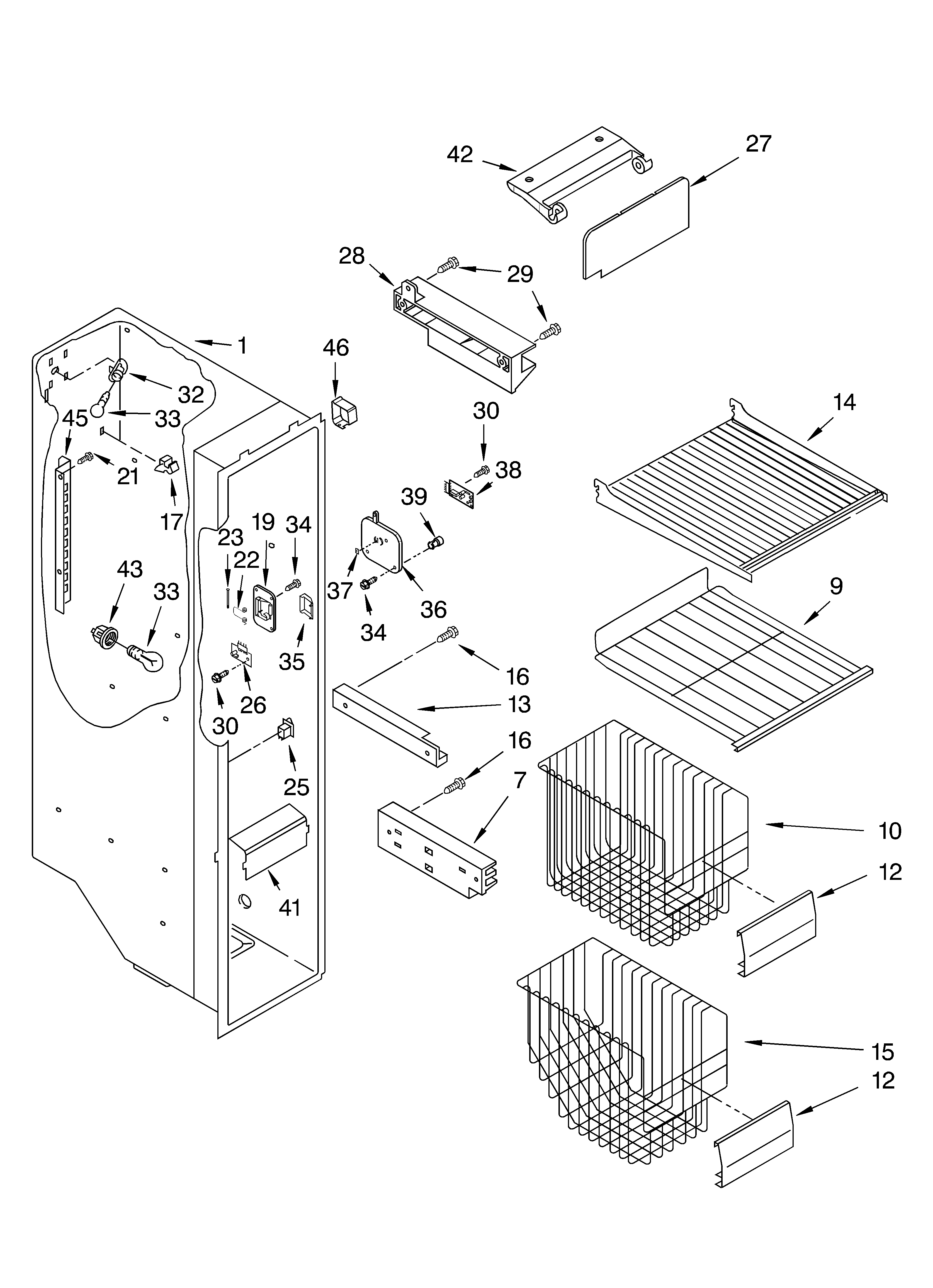 KitchenAid KSRJ22IMST00 freezer liner parts diagram