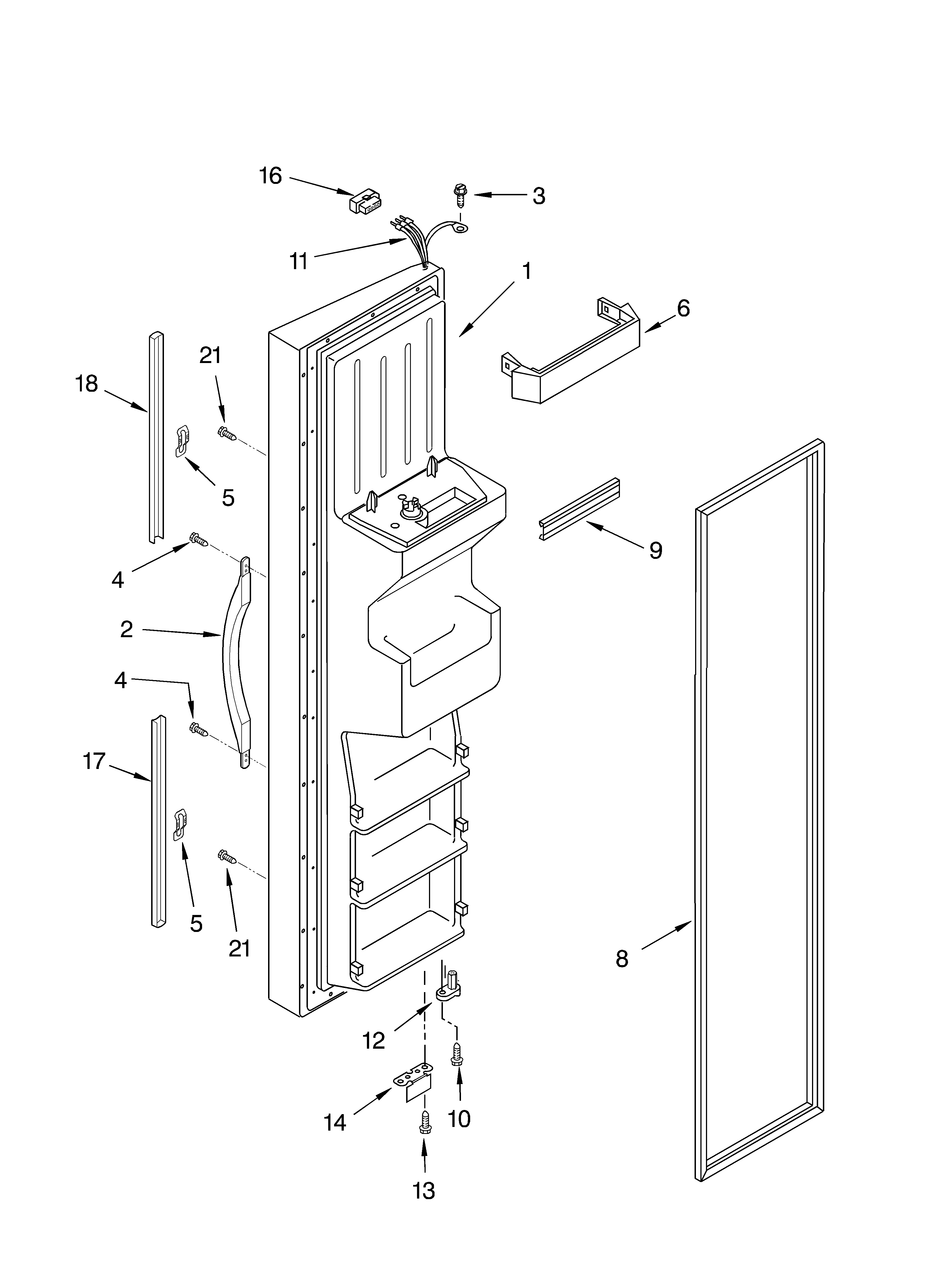 KitchenAid KSRJ22IMST00 freezer door parts diagram