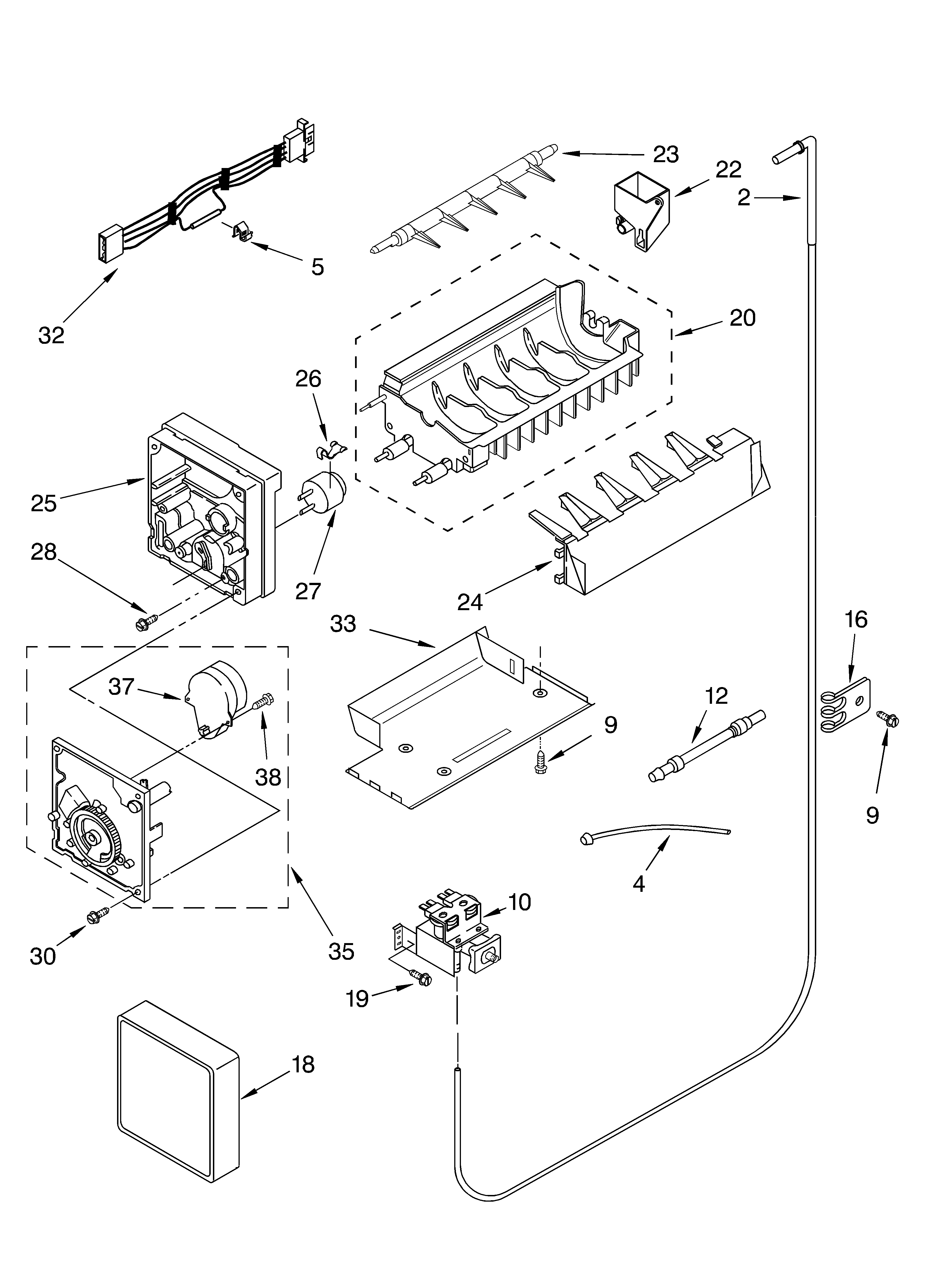 KitchenAid KSRJ22IMST00 icemaker parts diagram