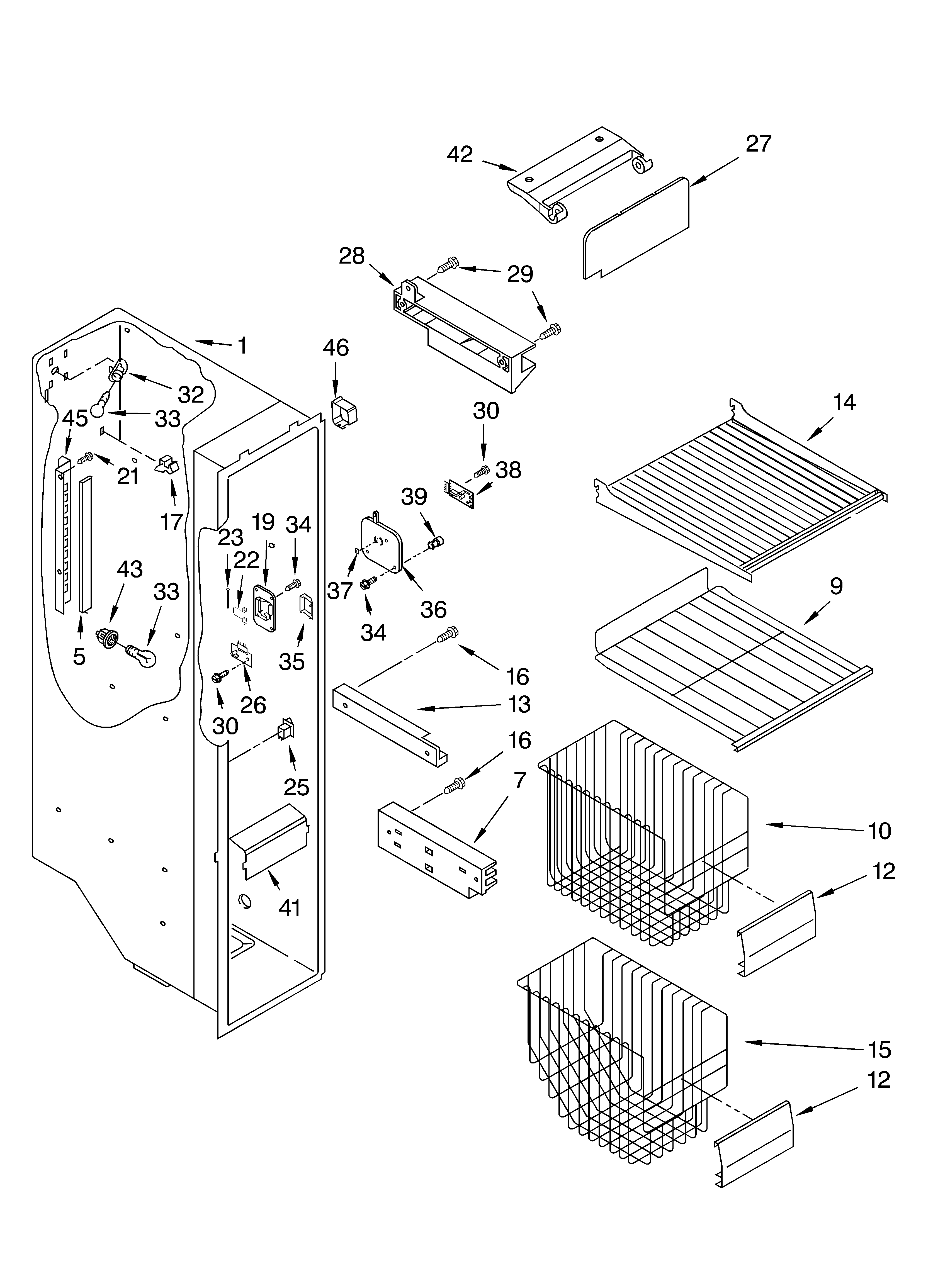 KitchenAid KSRK22ILSS03 freezer liner parts diagram