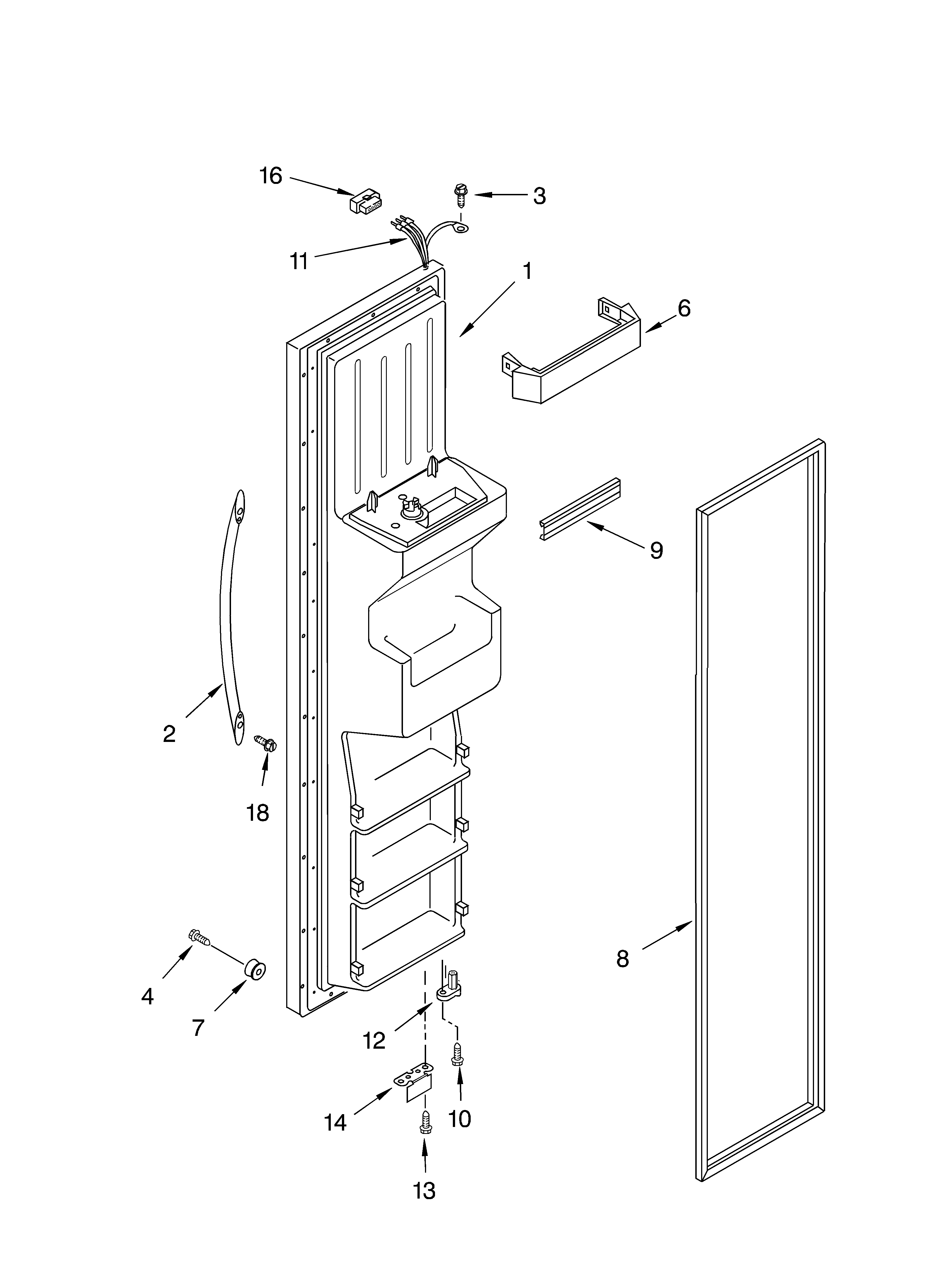 KitchenAid KSRK22ILSS03 freezer door parts diagram