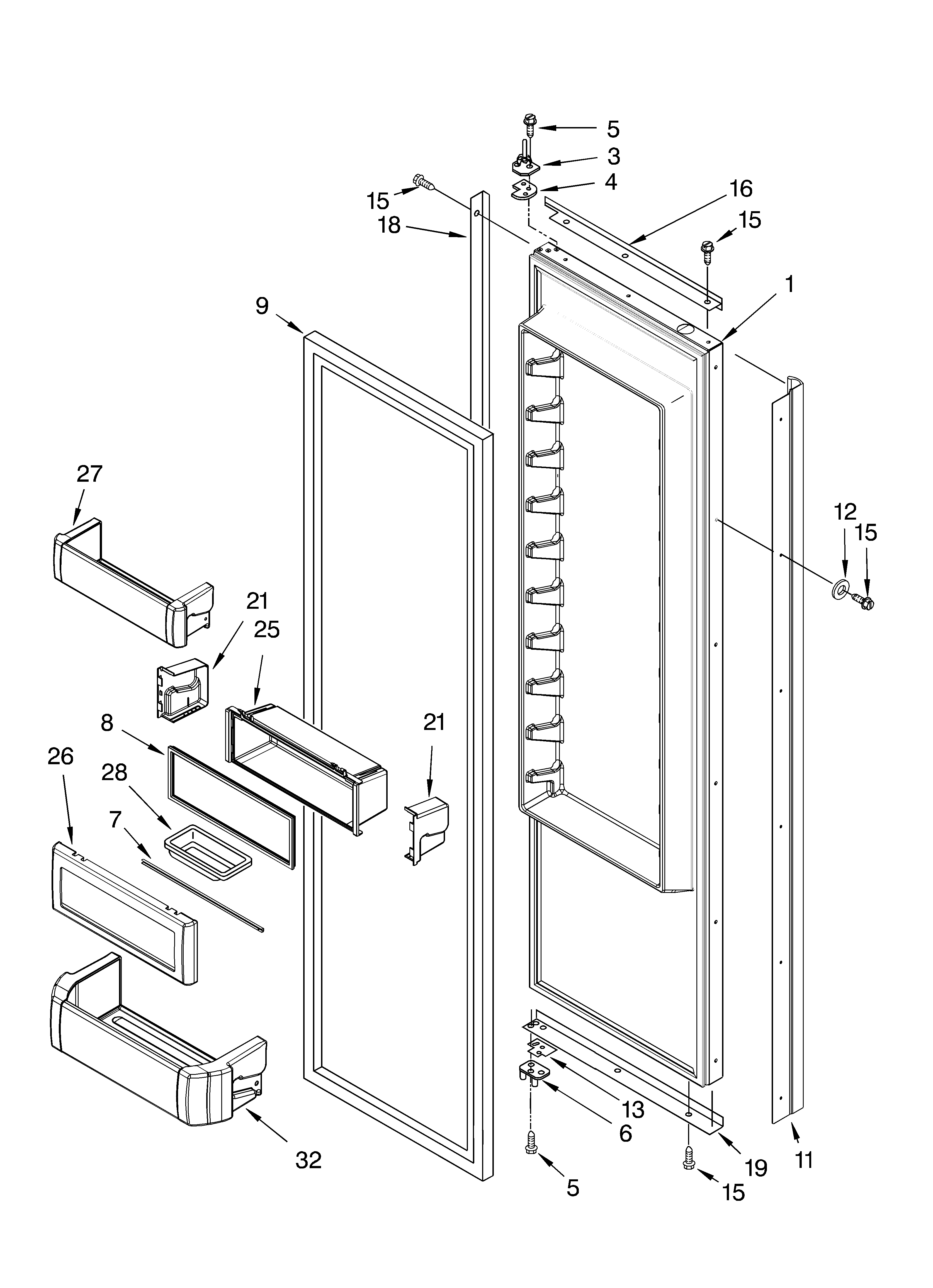 KitchenAid KSSS42QMB00 refrigerator door parts diagram