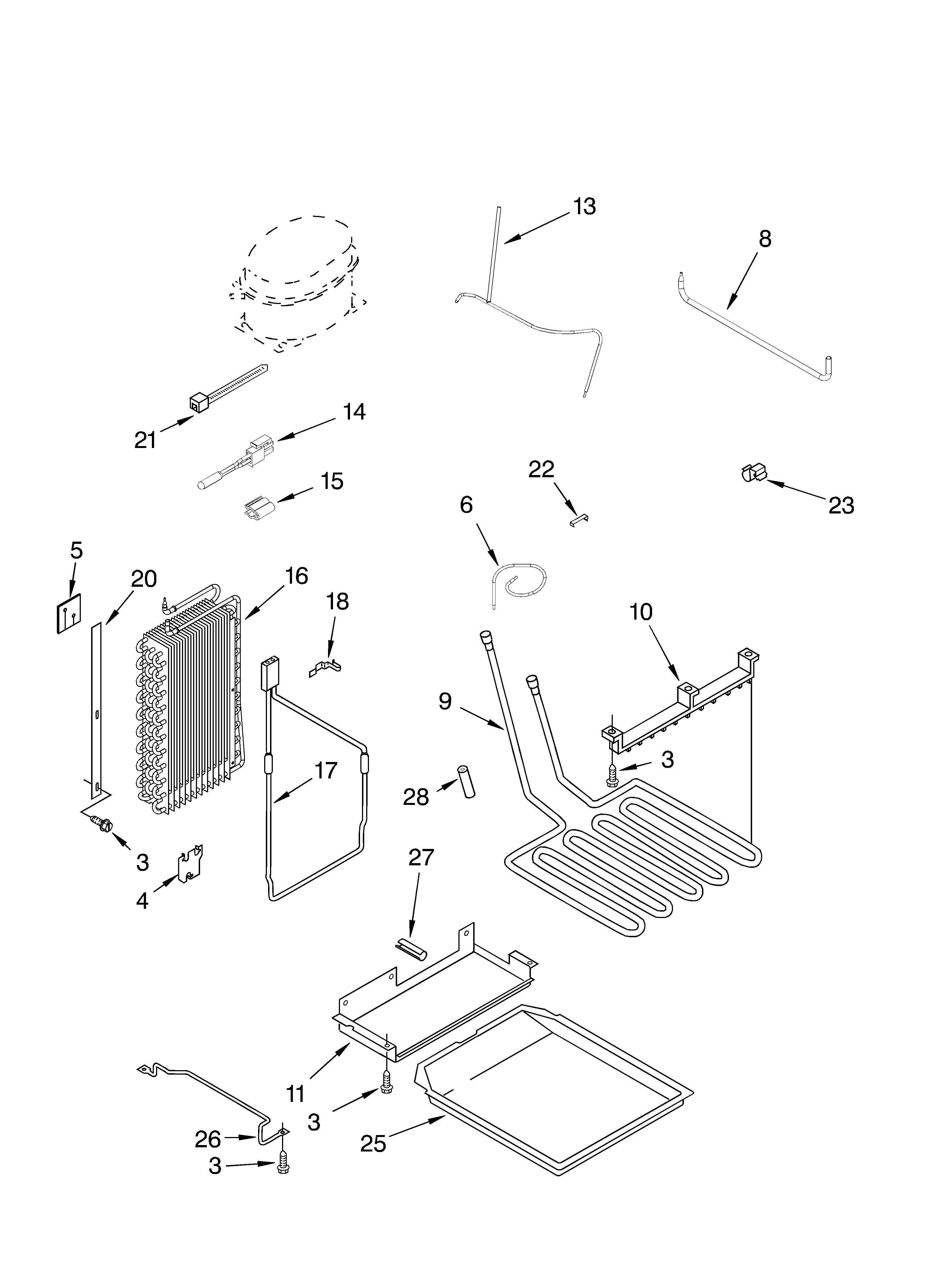 KitchenAid KSSS42QMB00 lower unit and tube parts diagram