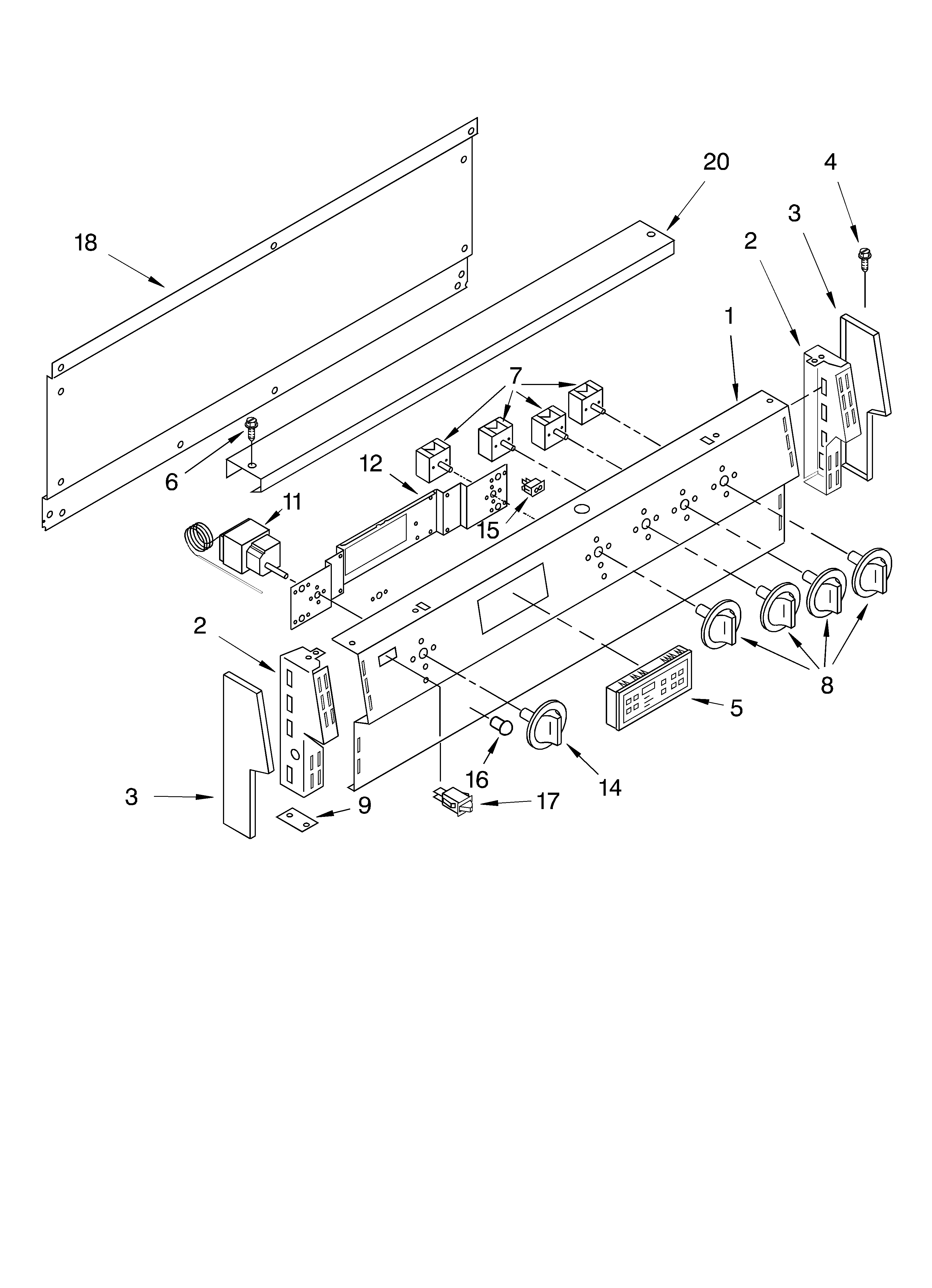 Whirlpool RF4700XEW8 control panel parts, optional parts diagram
