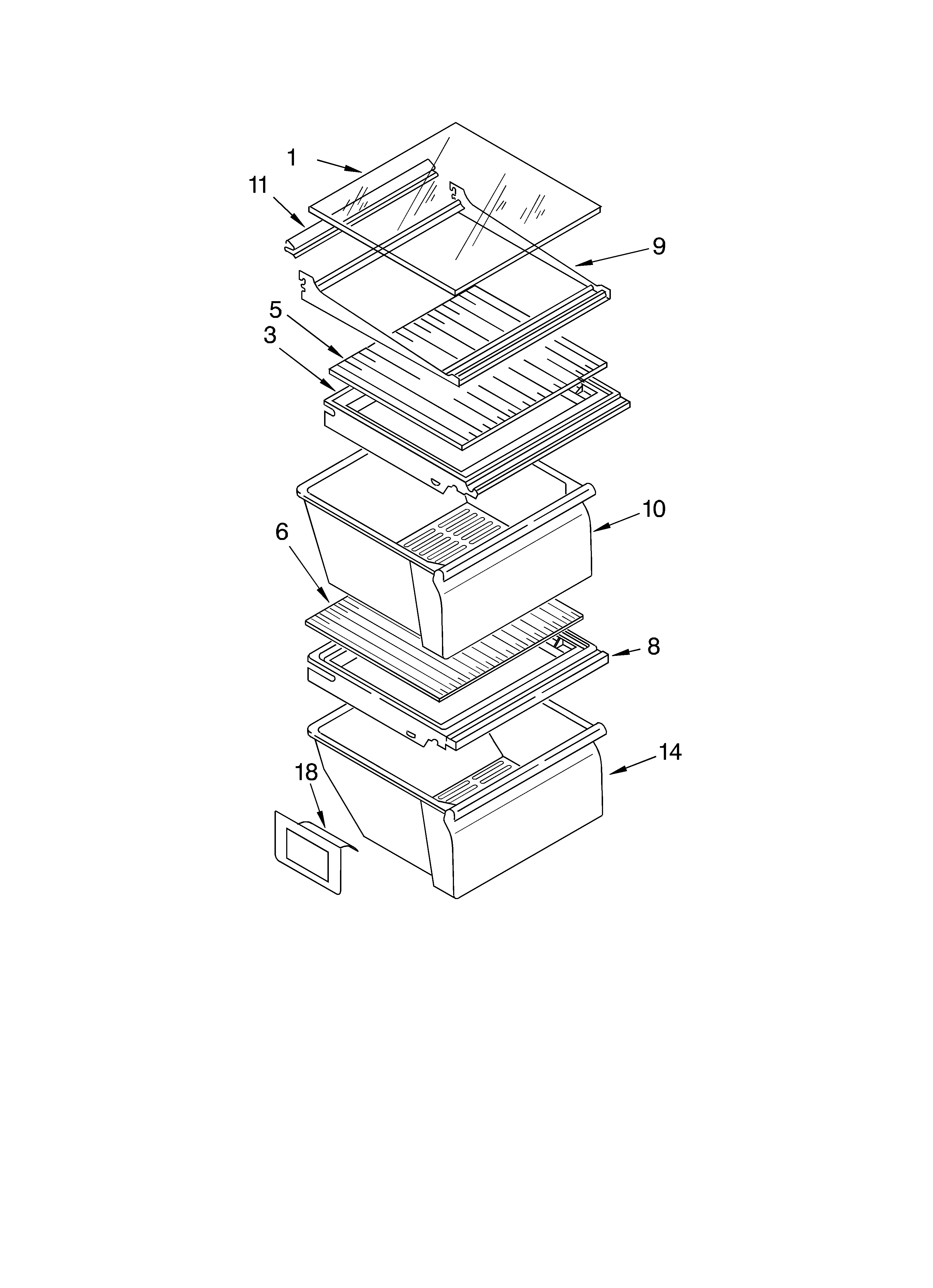 Estate TS22AFXKT05 refrigerator shelf parts diagram