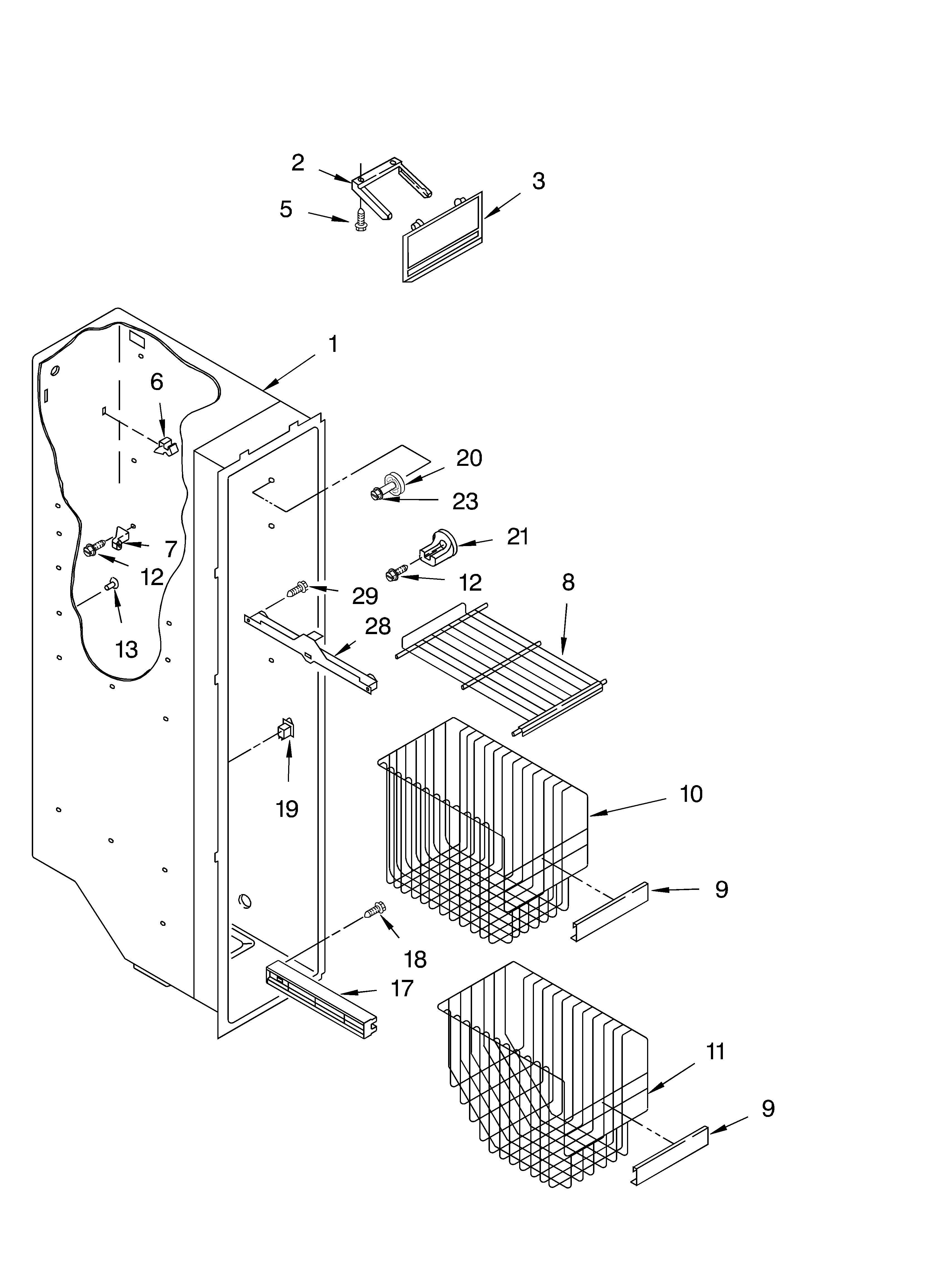 Estate TS22AFXKT05 freezer liner parts diagram