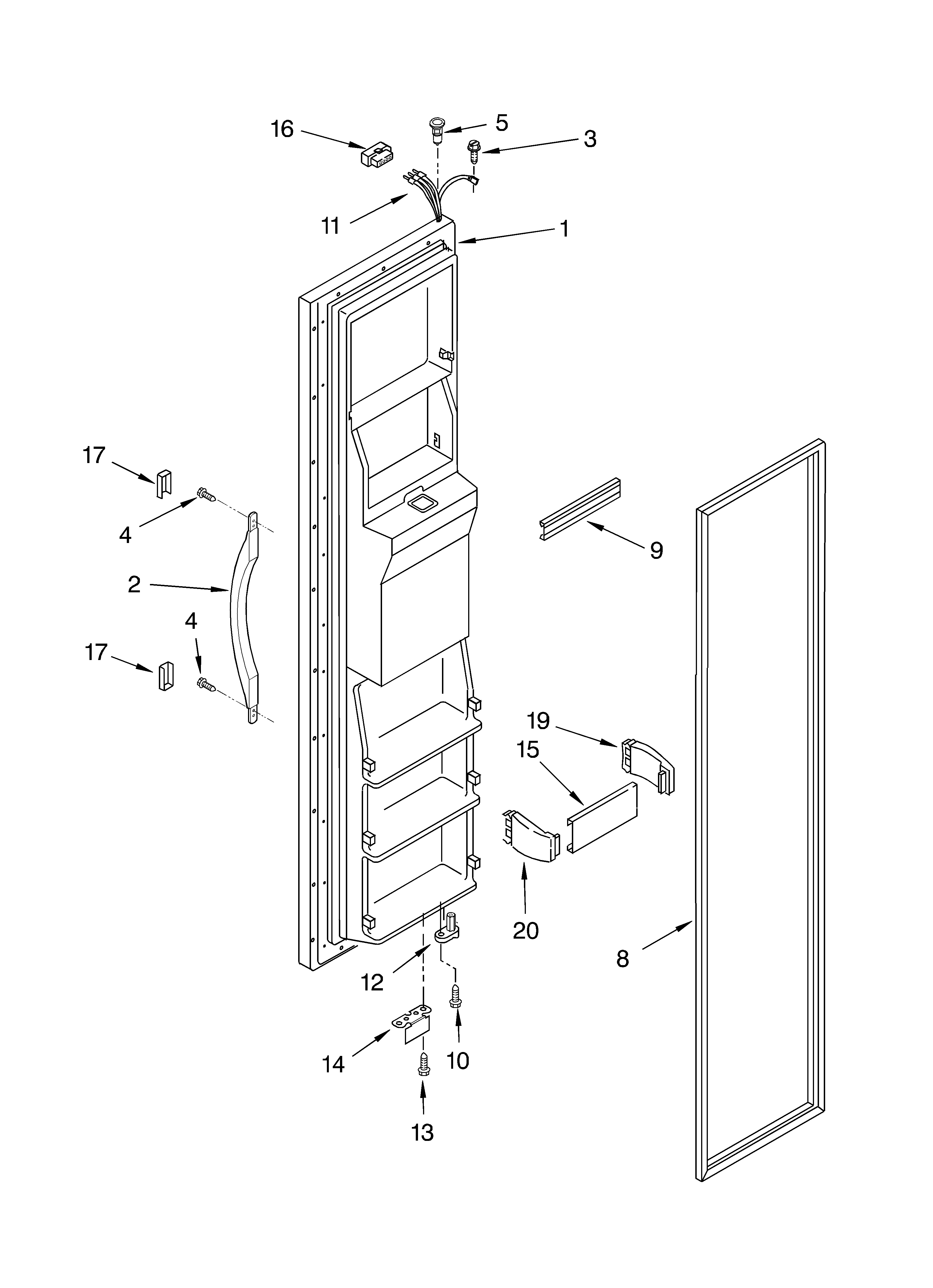 Estate TS22AFXKT05 freezer door parts diagram