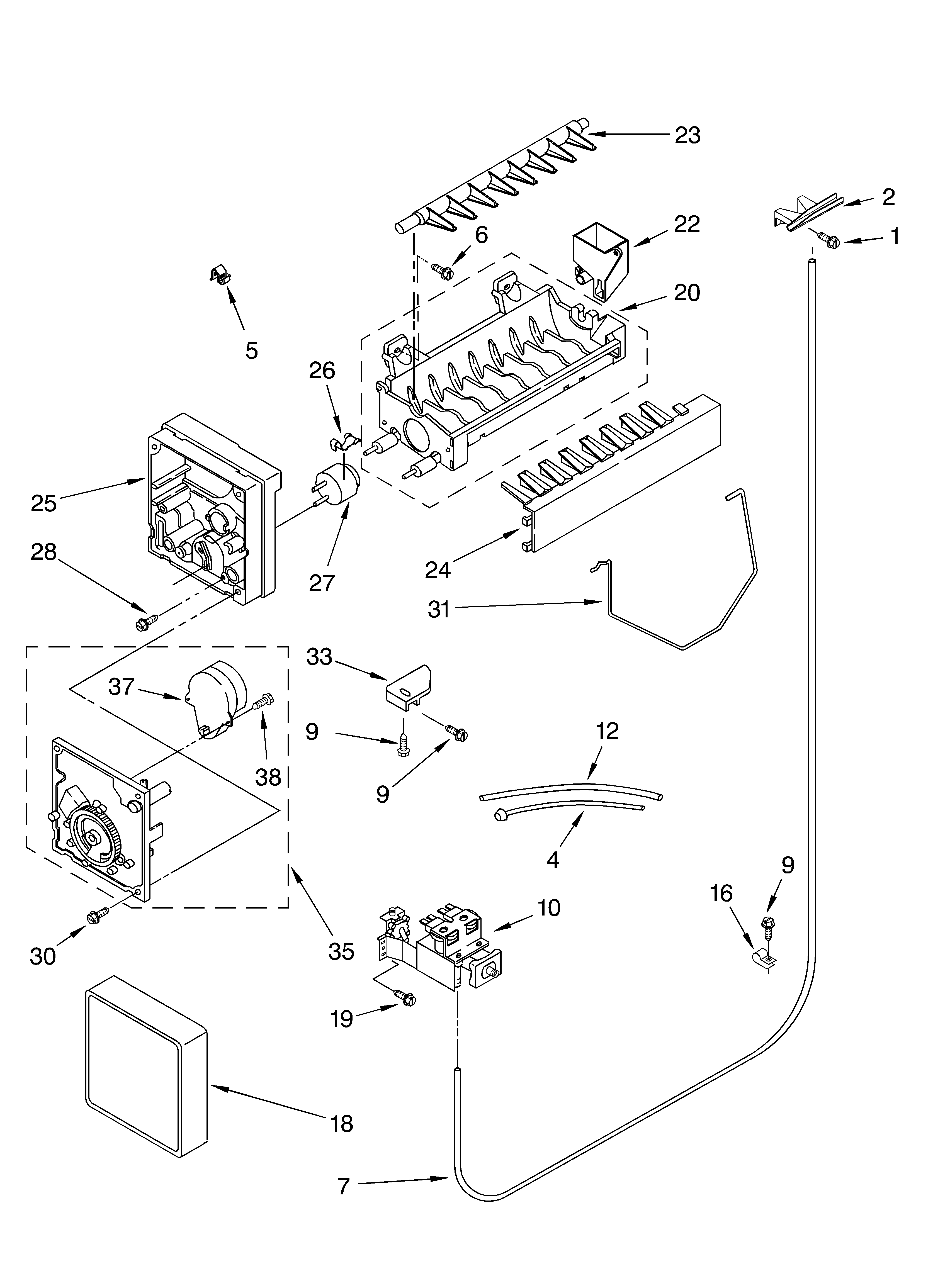 Estate TS22AFXKT05 icemaker parts diagram
