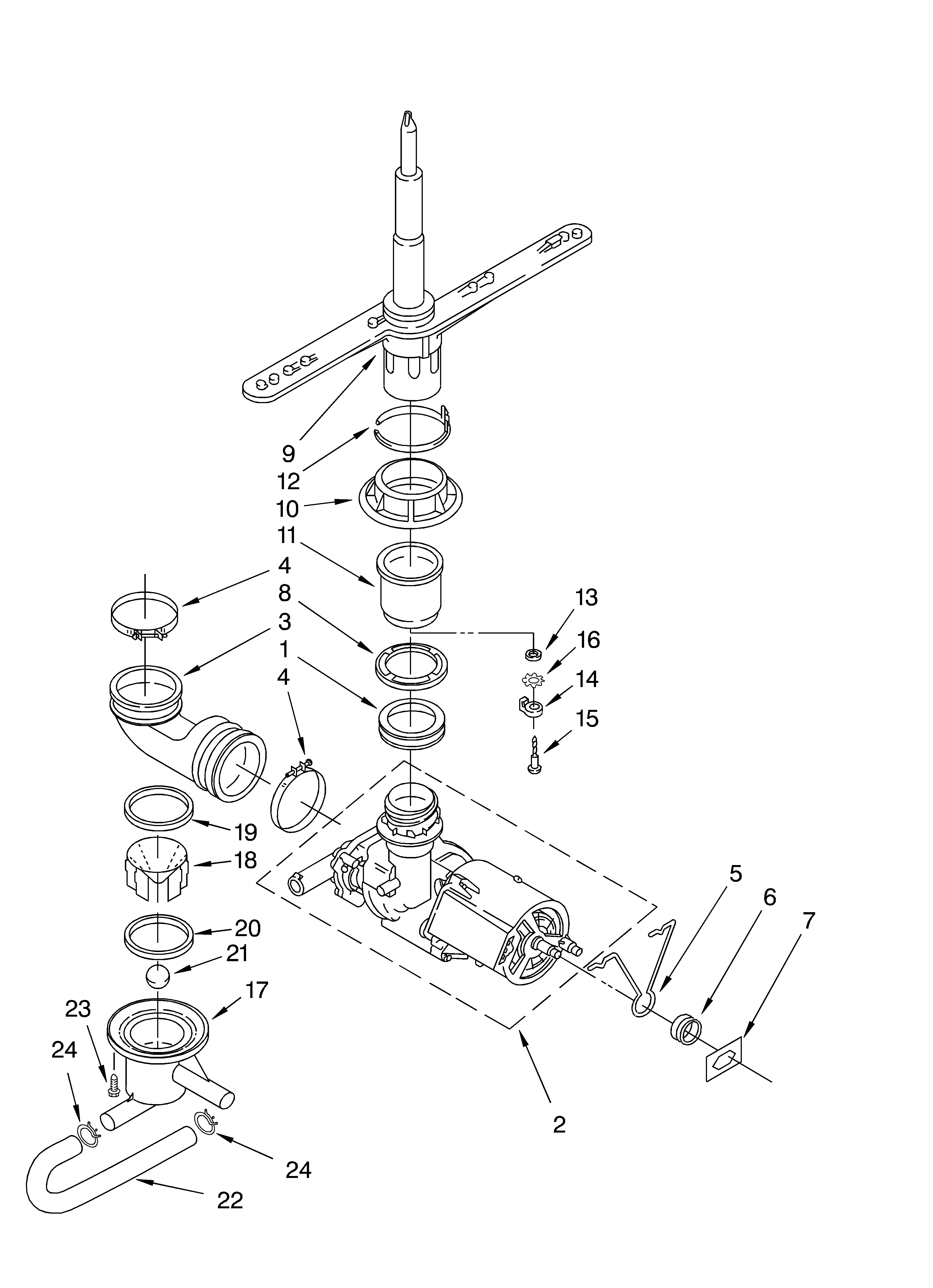 Estate TUD4700MU0 pump and spray arm parts diagram