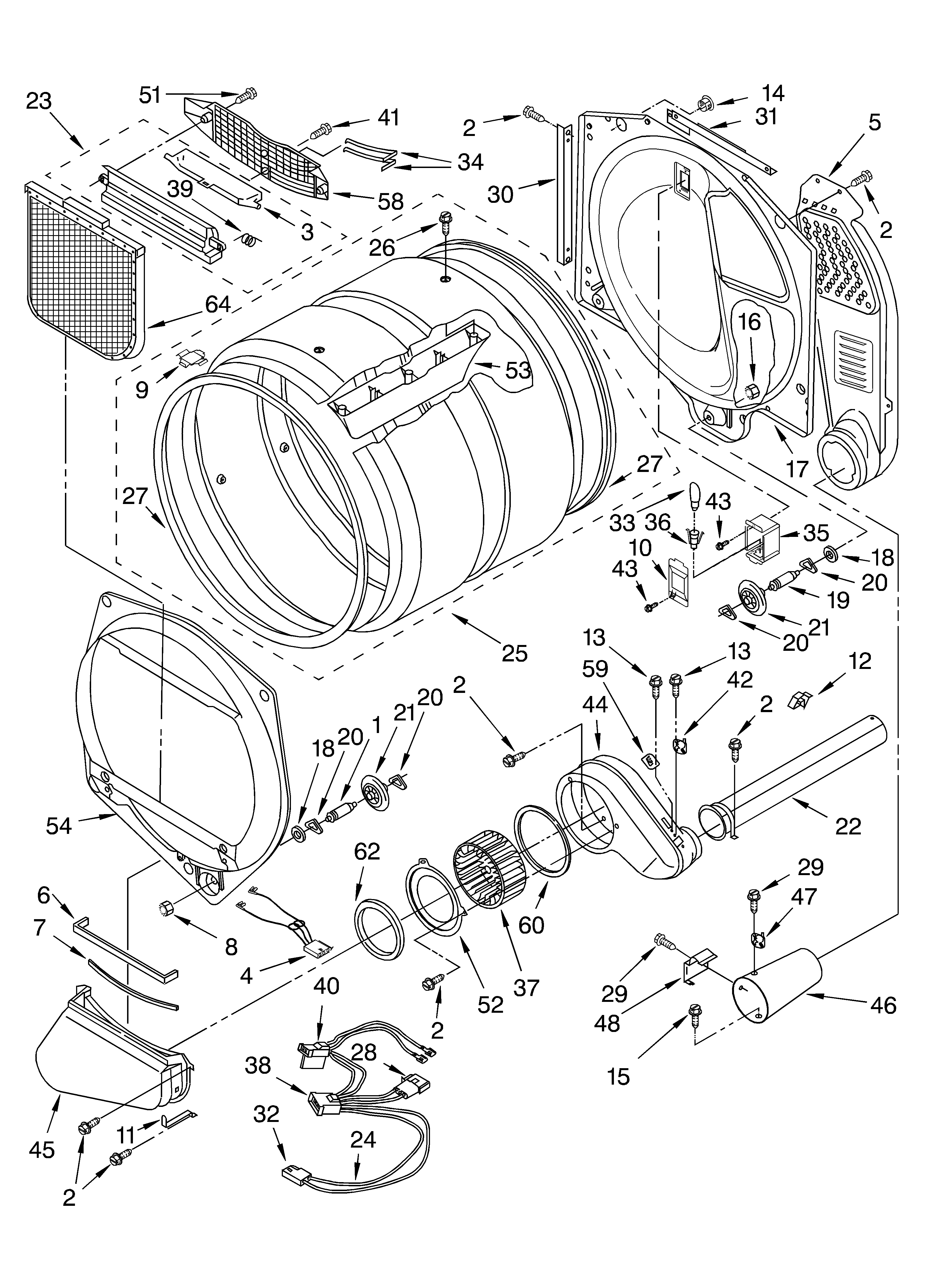 Whirlpool 7MGGW9200MW0 bulkhead parts diagram