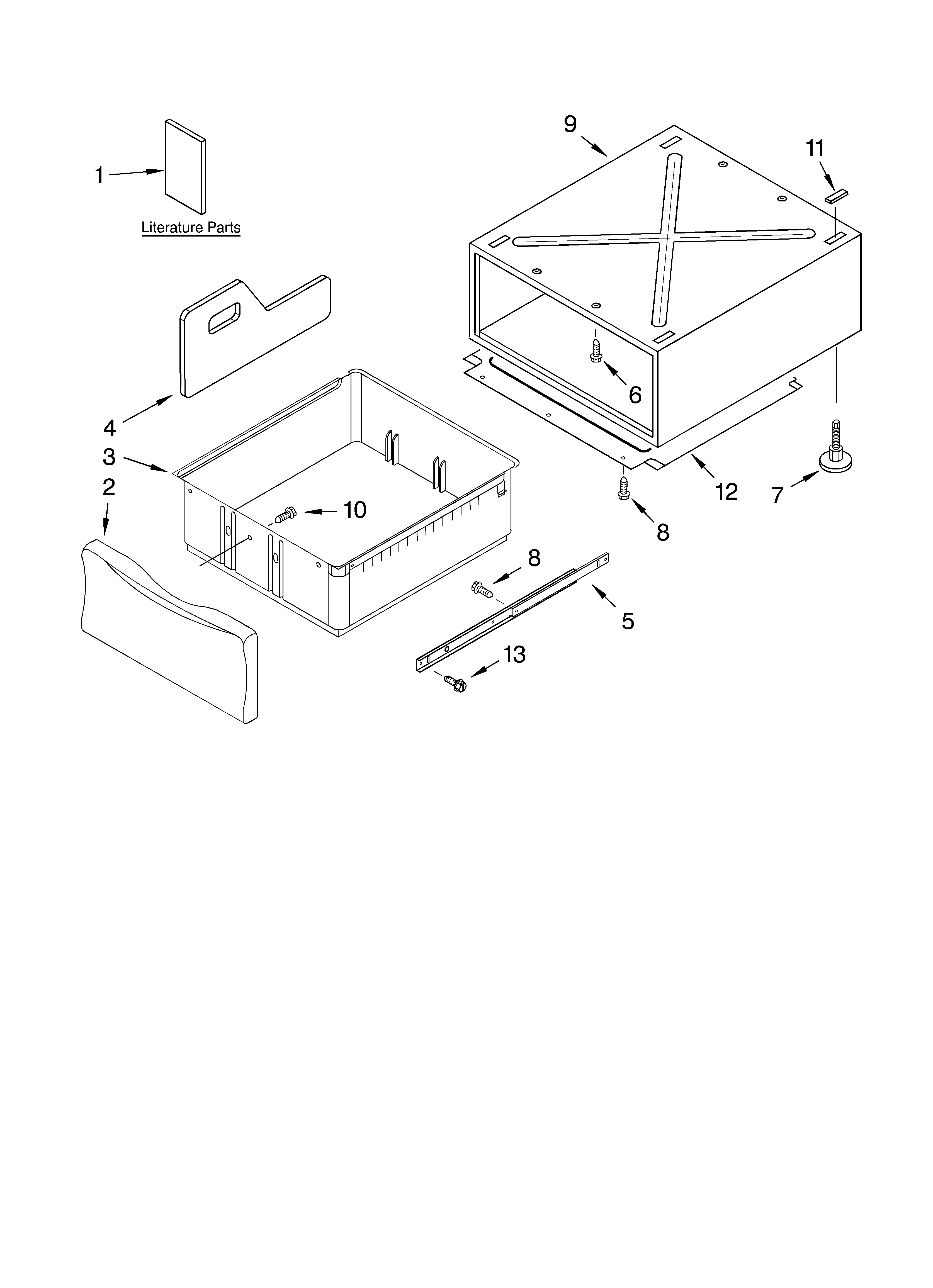 Whirlpool 7MGGW9200MW0 pedestal parts (not included) diagram